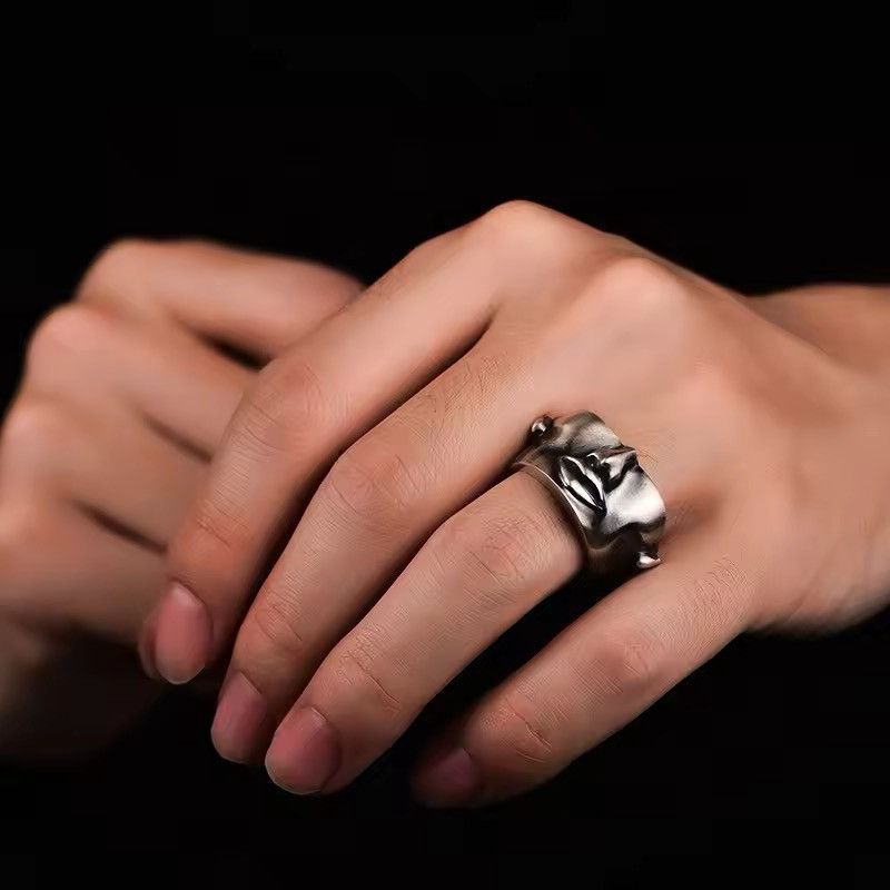 Designer Retro See No Evil Half Face Ring Size ONE SIZE - 1 Thumbnail