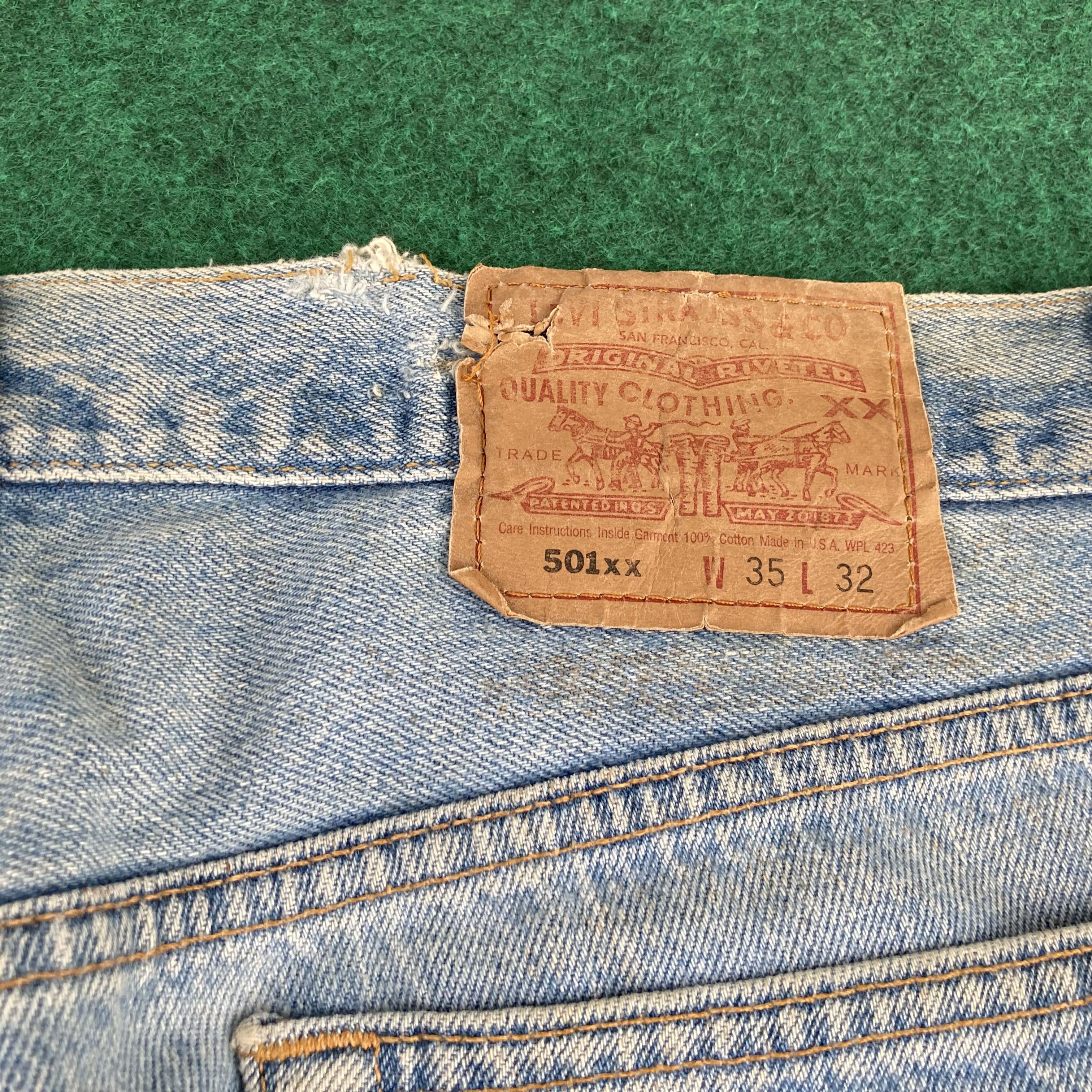 Levi's × Vintage Vtg Levis 501xx Faded Blue Sz 33 Punk Grunge Jeans Size US 33 - 12 Thumbnail