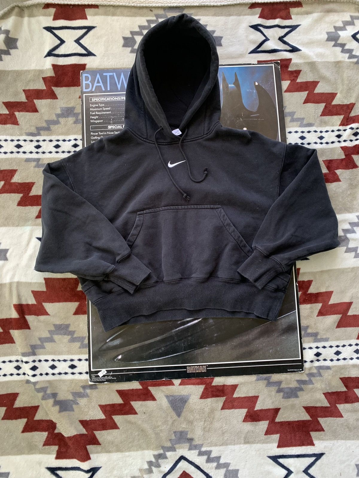 Nike × Vintage Boxy wide Black 90s Nike hoodie Size XXS / US 00 / IT 34 - 1 Thumbnail