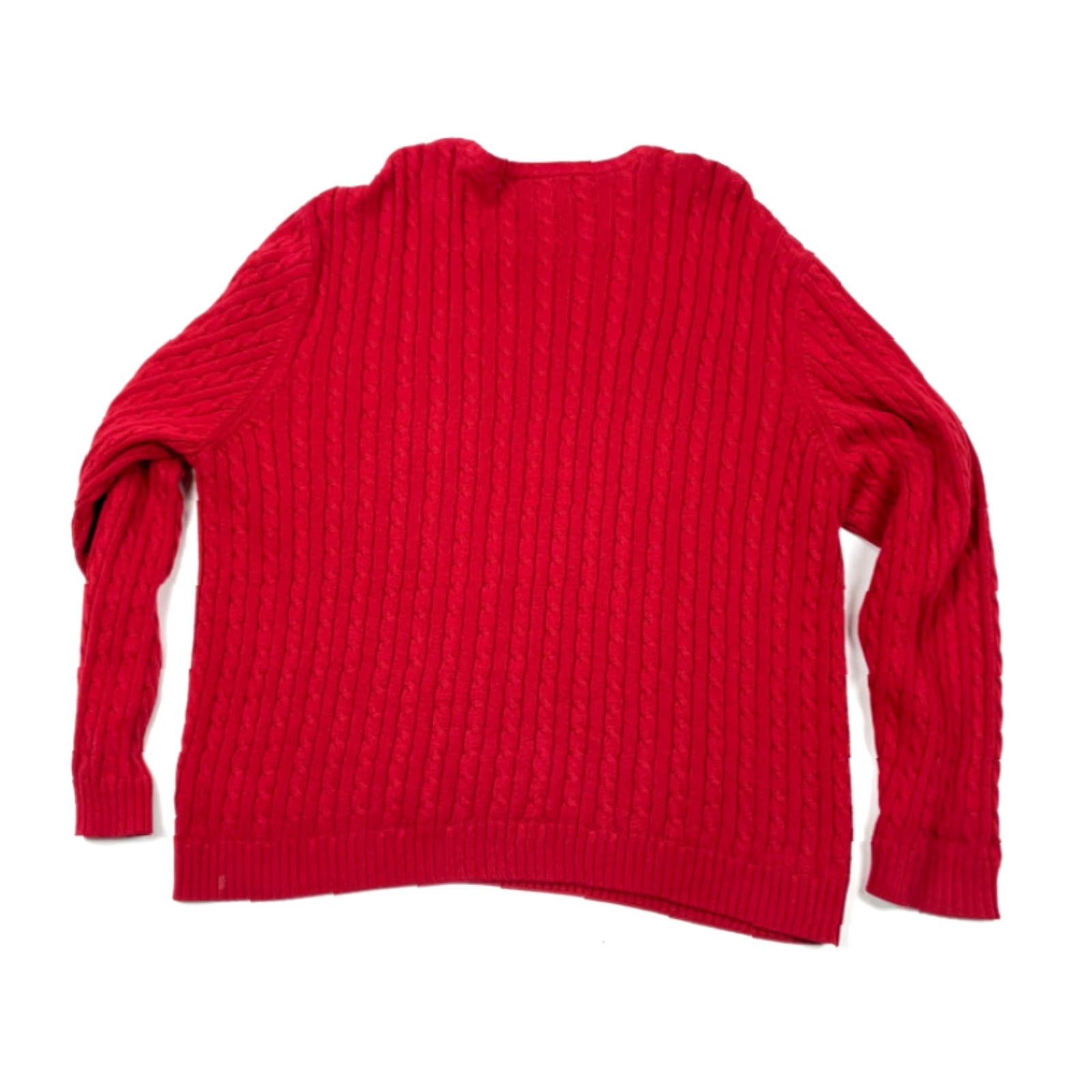 Chaps VTG 90s Red Cable Knit Pullover Sweater Chaps Men XL Cotton Embroidered Crew Neck Knit Style Pullover Size US XL / EU 56 / 4 - 2 Thumbnail