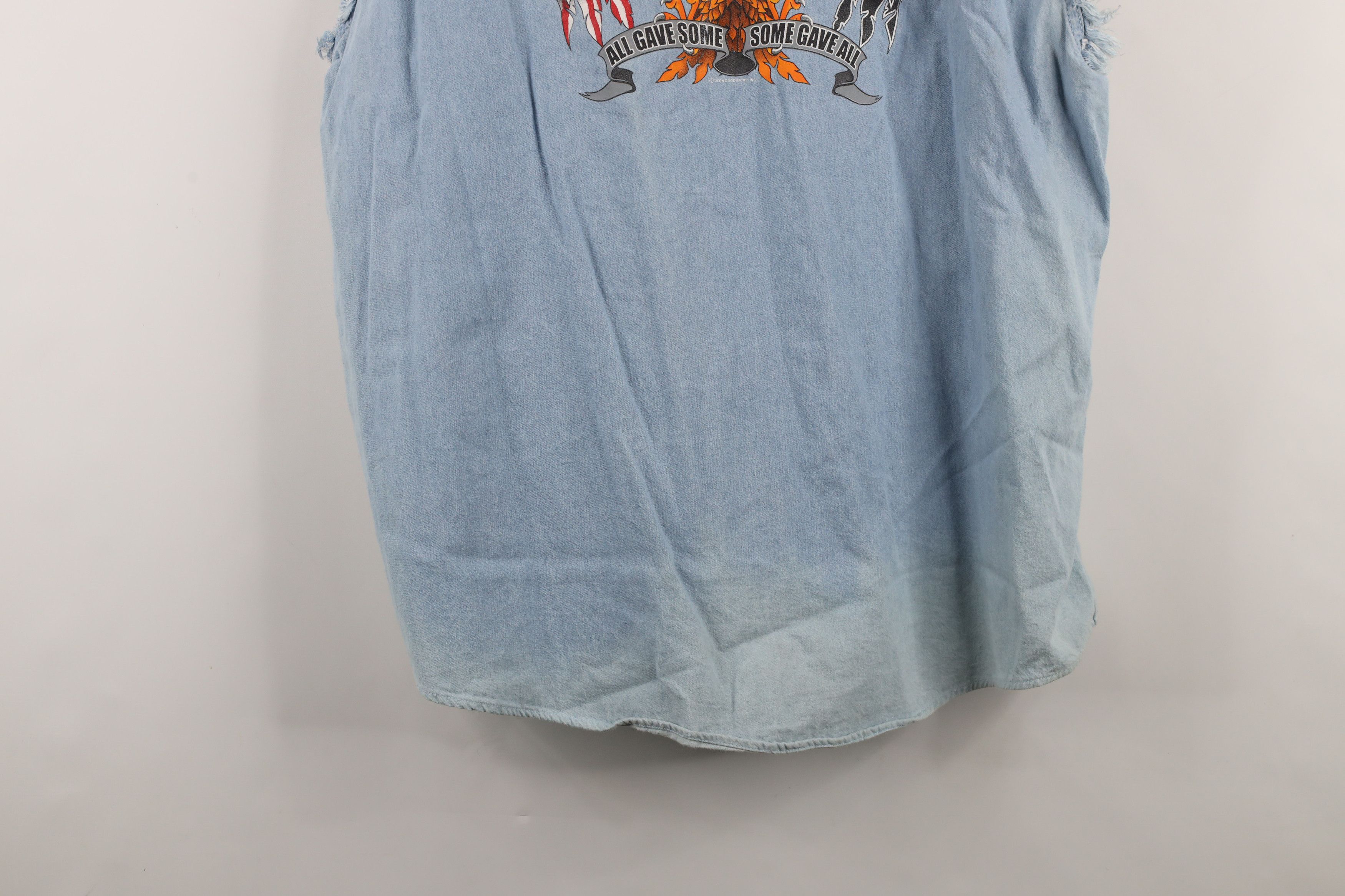 Vintage Vintage Y2K 2004 Eagle Cut Off Denim Jean Collared Shirt Size US XXL / EU 58 / 5 - 15 Thumbnail
