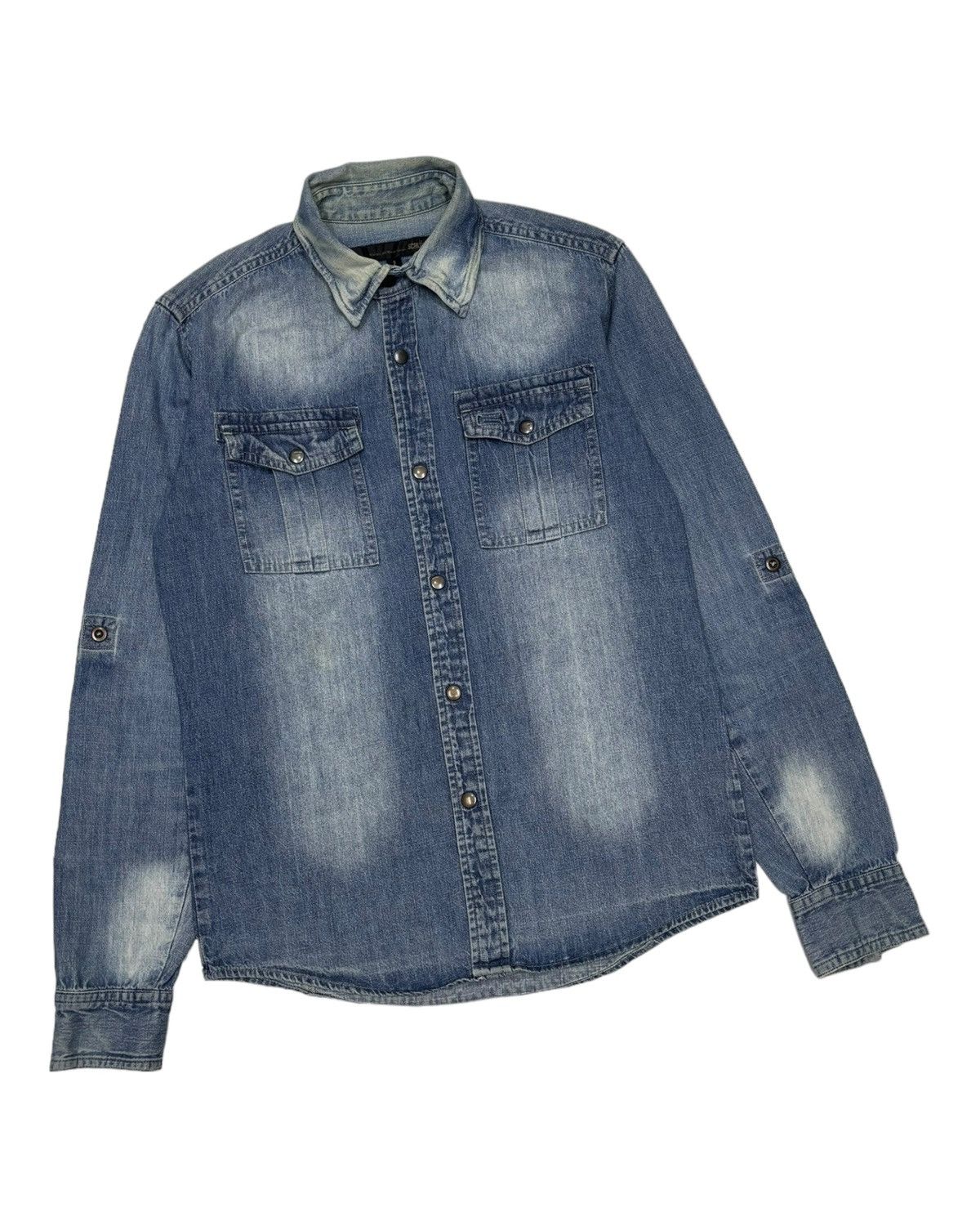 If Six Was Nine 🔥SCHLUSSEL BUTTON UP WESTERN DENIM SHIRT Size US S / EU 44-46 / 1 - 6 Thumbnail