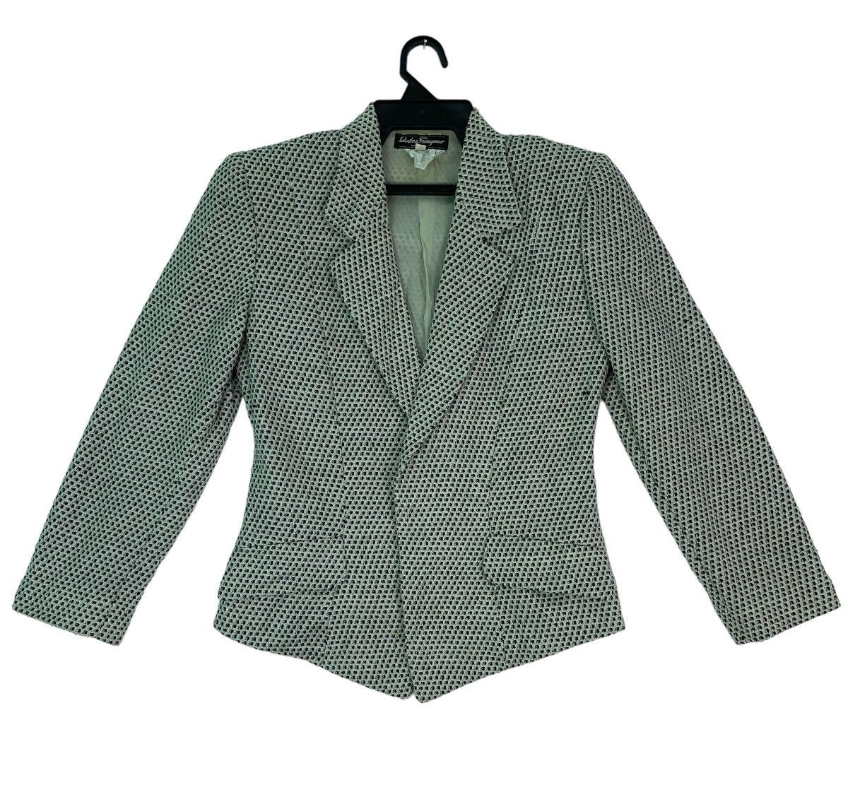 Salvatore Ferragamo Vtg 90s Salvatore Ferragamo tweed blazer jacket Size XS / US 0-2 / IT 36-38 - 1 Thumbnail