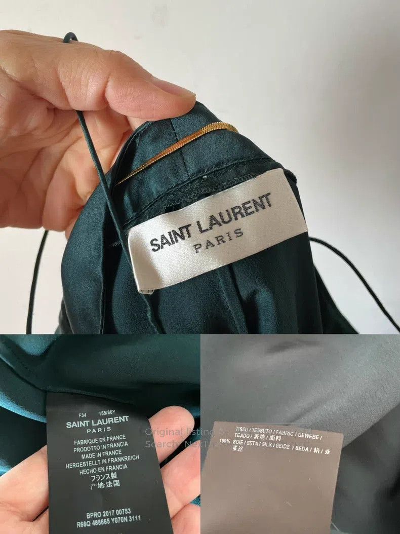 Saint Laurent Paris Saint Laurent Paris Peacock Blue Green Heavyweight Silk Pl Size S / US 4 / IT 40 - 8 Thumbnail