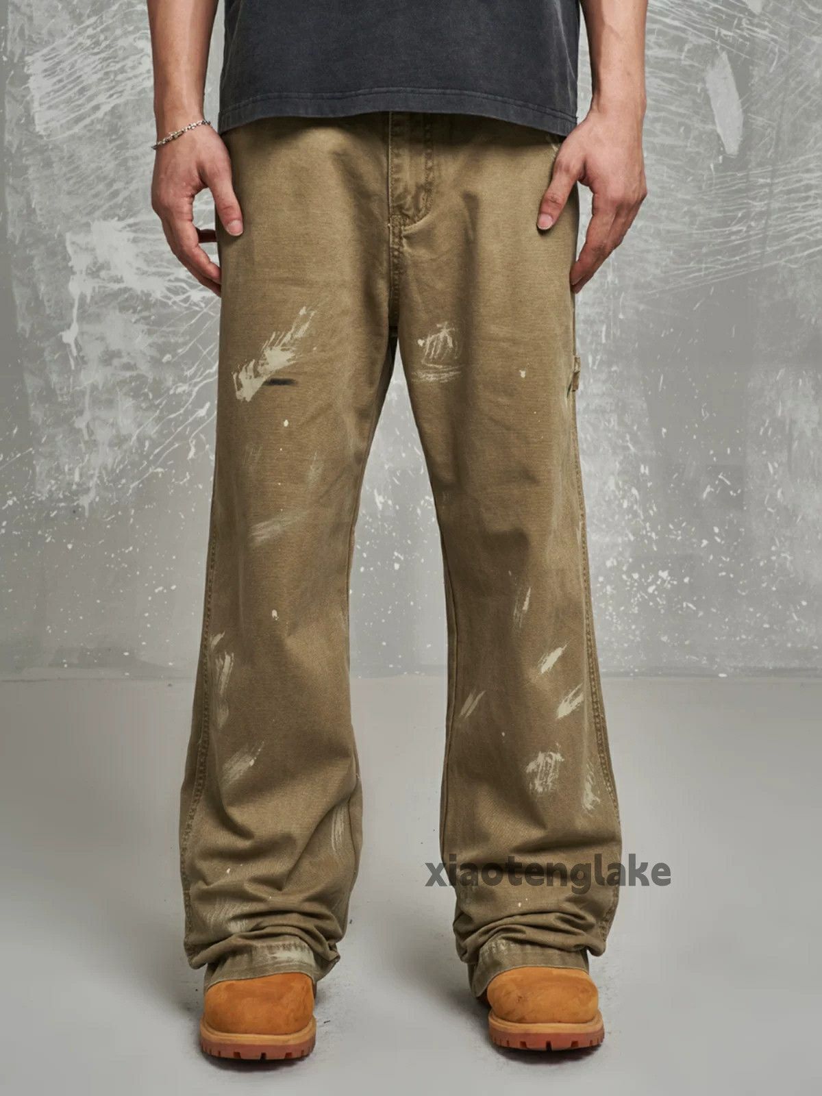 Designer × Japanese Brand × Vintage washed faded loose baggy paint hiphop carpenter pants Size US 32 / EU 48 - 1 Thumbnail