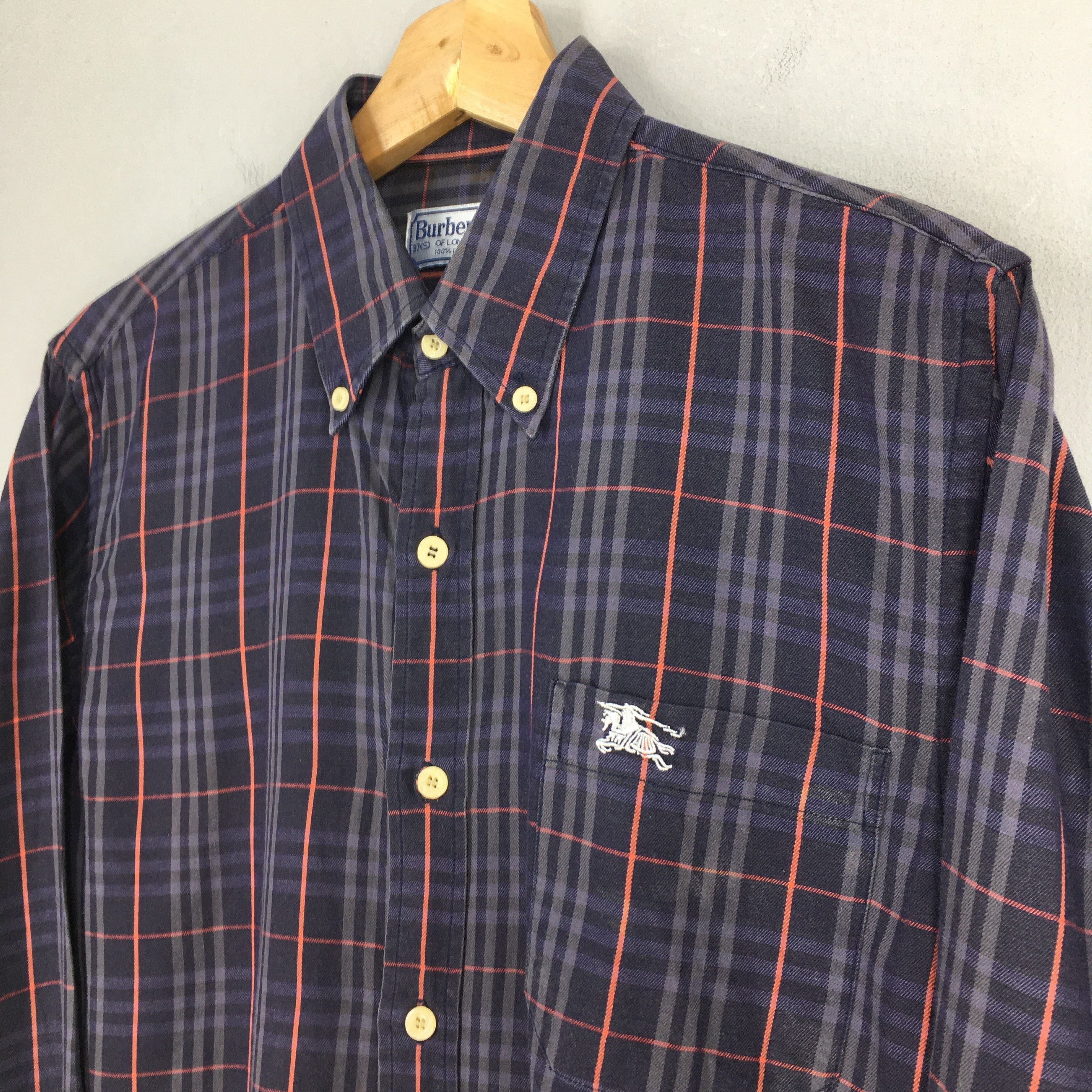 Burberry × Vintage Vintage 90s Burberrys Nova Check Blue Tartan Shirt Small Size US S / EU 44-46 / 1 - 3 Thumbnail