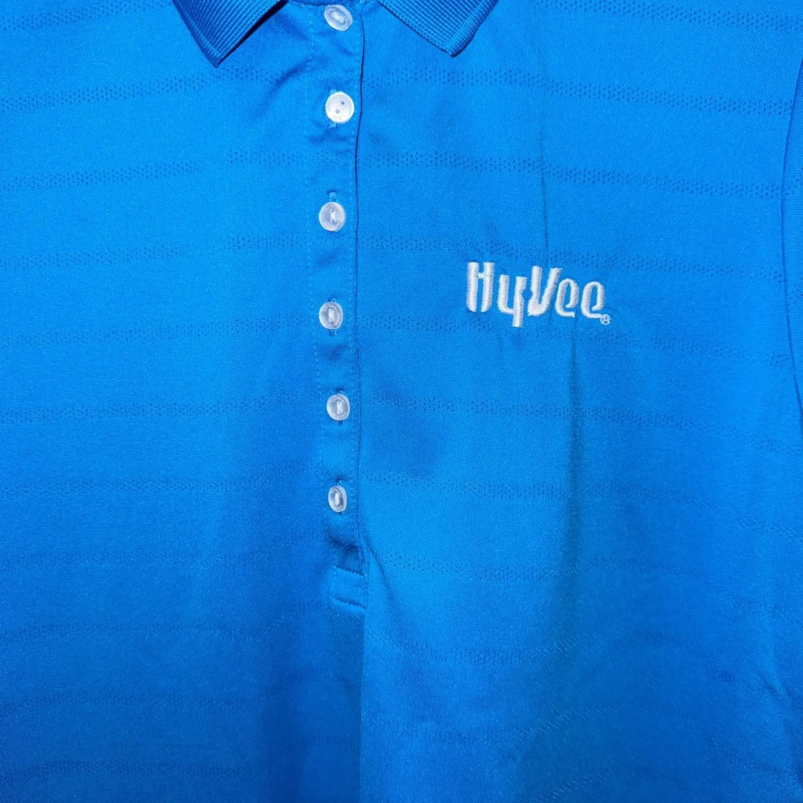 Callaway Callaway Mens Blue Striped Polo Shirt Hy-Vee Logo L Size ONE SIZE - 3 Thumbnail