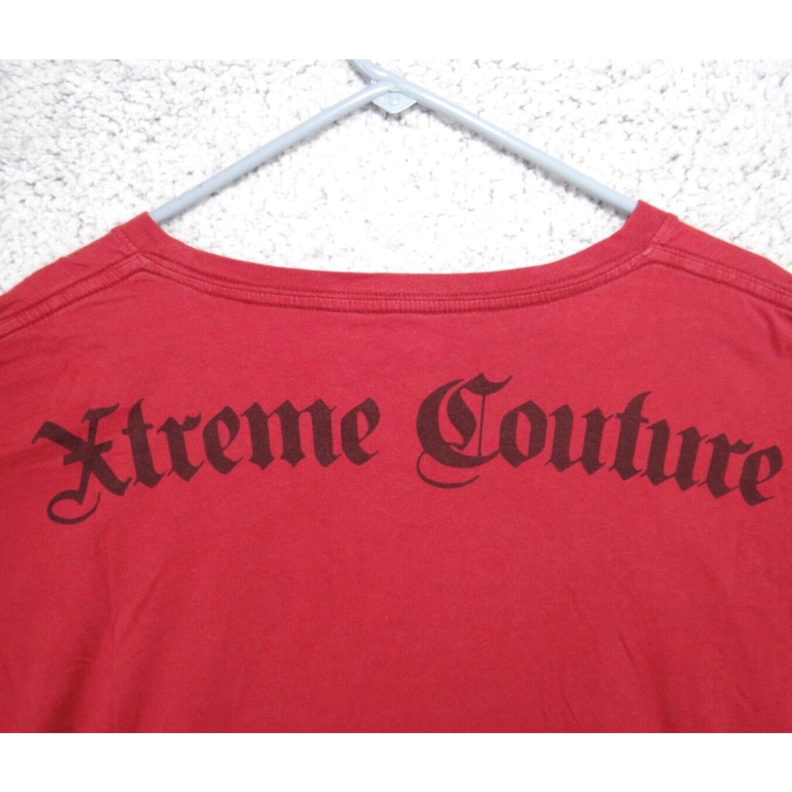 Vintage VINTAGE Xtreme Couture by Affliction Skull Wings Double Sided Red T Shirt Men's 3XL Size US XXL / EU 58 / 5 - 4 Thumbnail