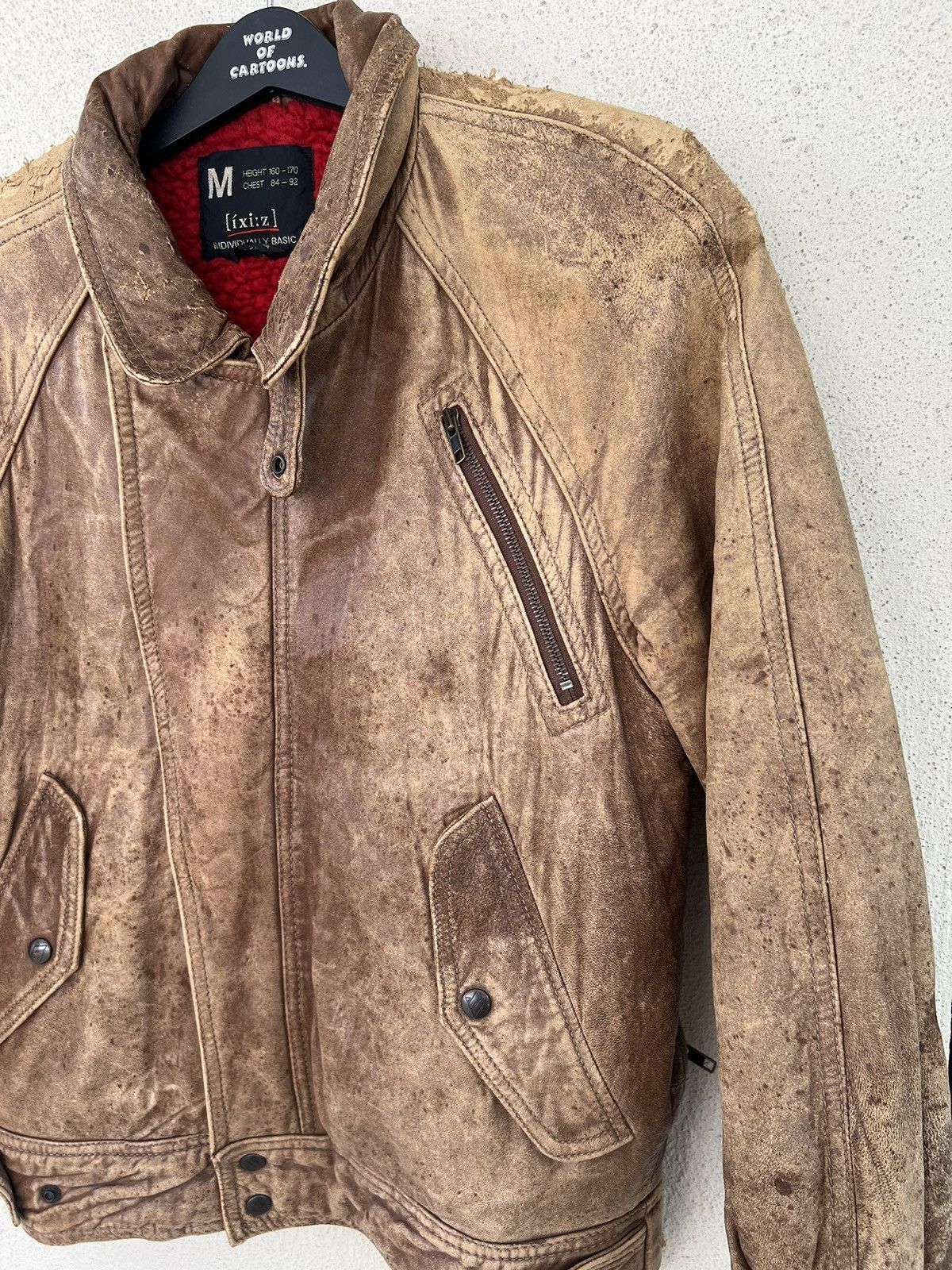 Leather Vintage 80s ixi:z Distress Patina Leather Lined Moto Jacket Size US M / EU 48-50 / 2 - 11 Thumbnail