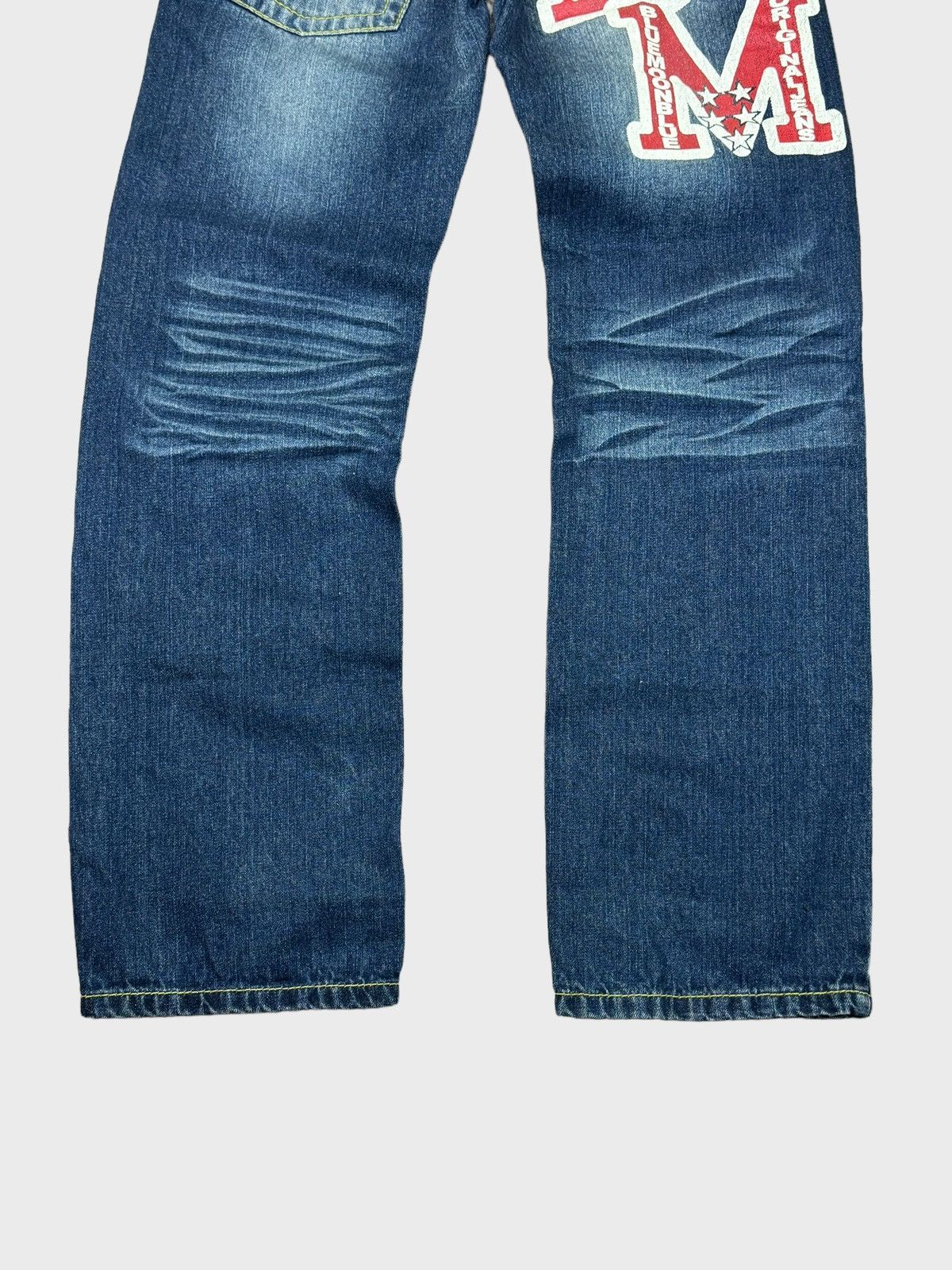 Japanese Brand BLUE MOON BLUE Printed Design Low Rise Denim Pants Size US 30 / EU 46 - 10 Thumbnail
