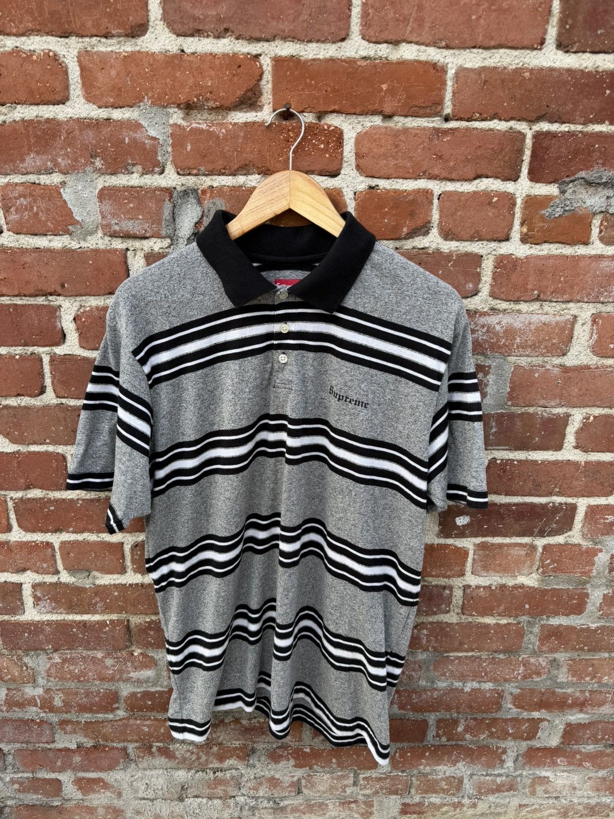 Supreme Supreme Stripe Velour Polo | Grailed