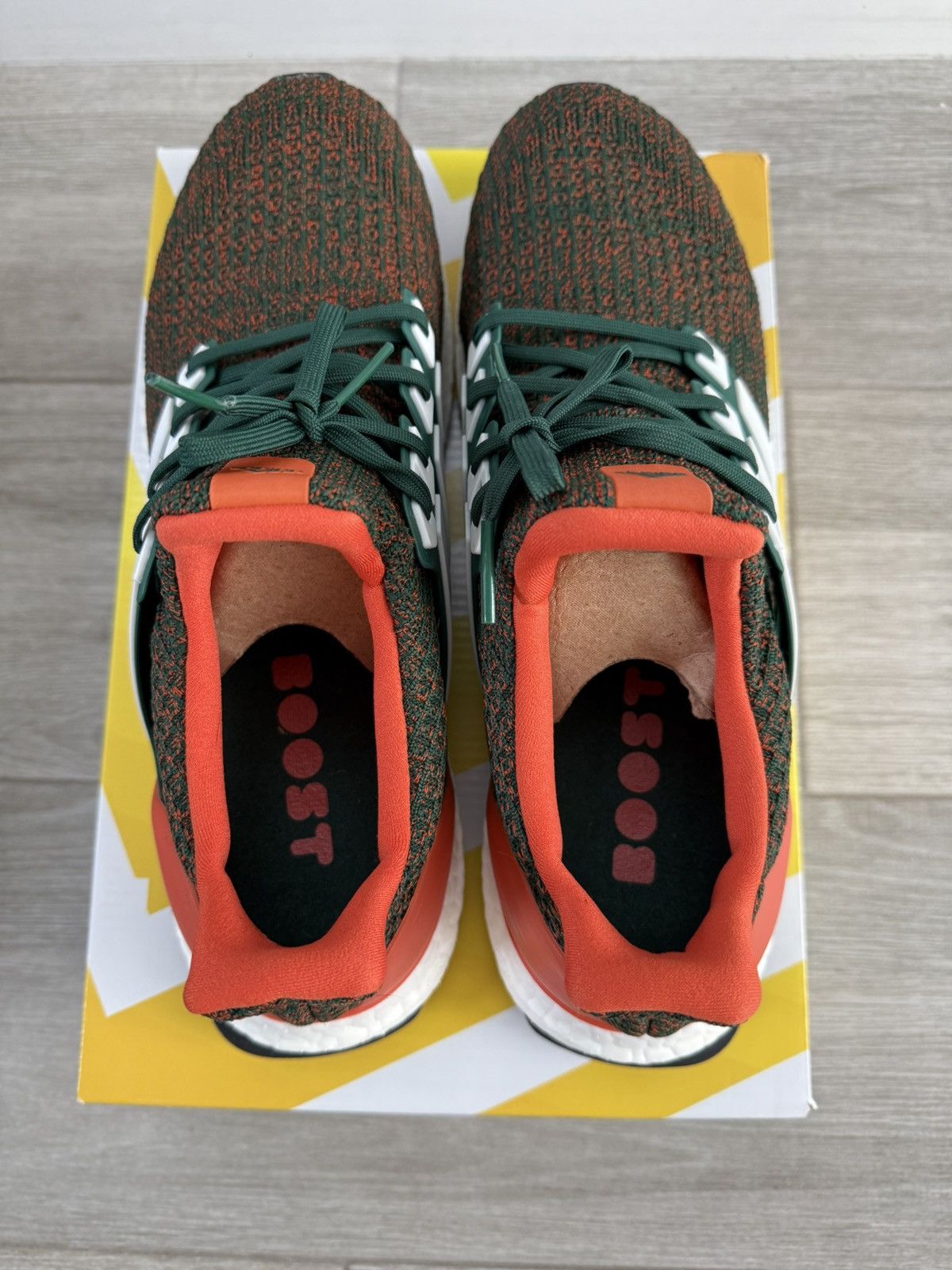 Adidas ADIDAS UltraBoost 4.0 Miami Hurricanes Green White Orange 12 Size US 12 / EU 45 - 6 Thumbnail
