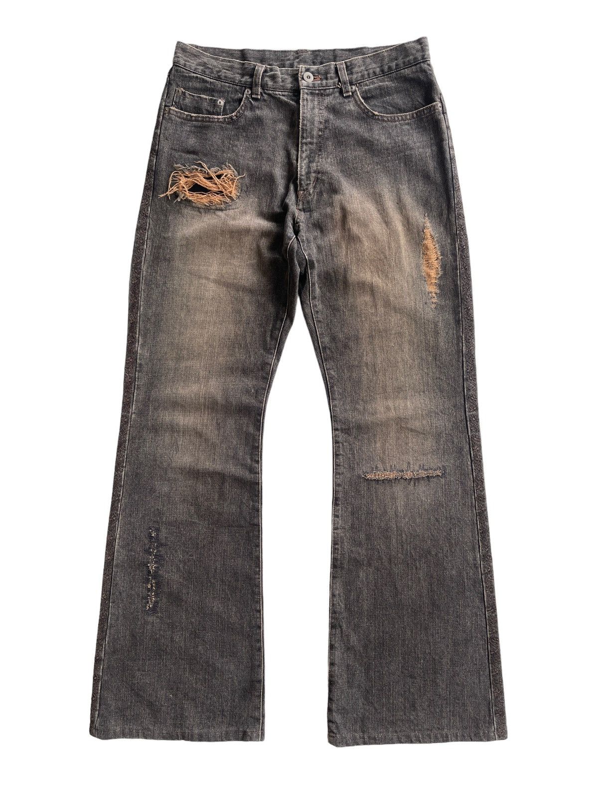 Japanese Brand Distressed Flare Mudd LGB Denim Size US 30 / EU 46 - 3 Thumbnail