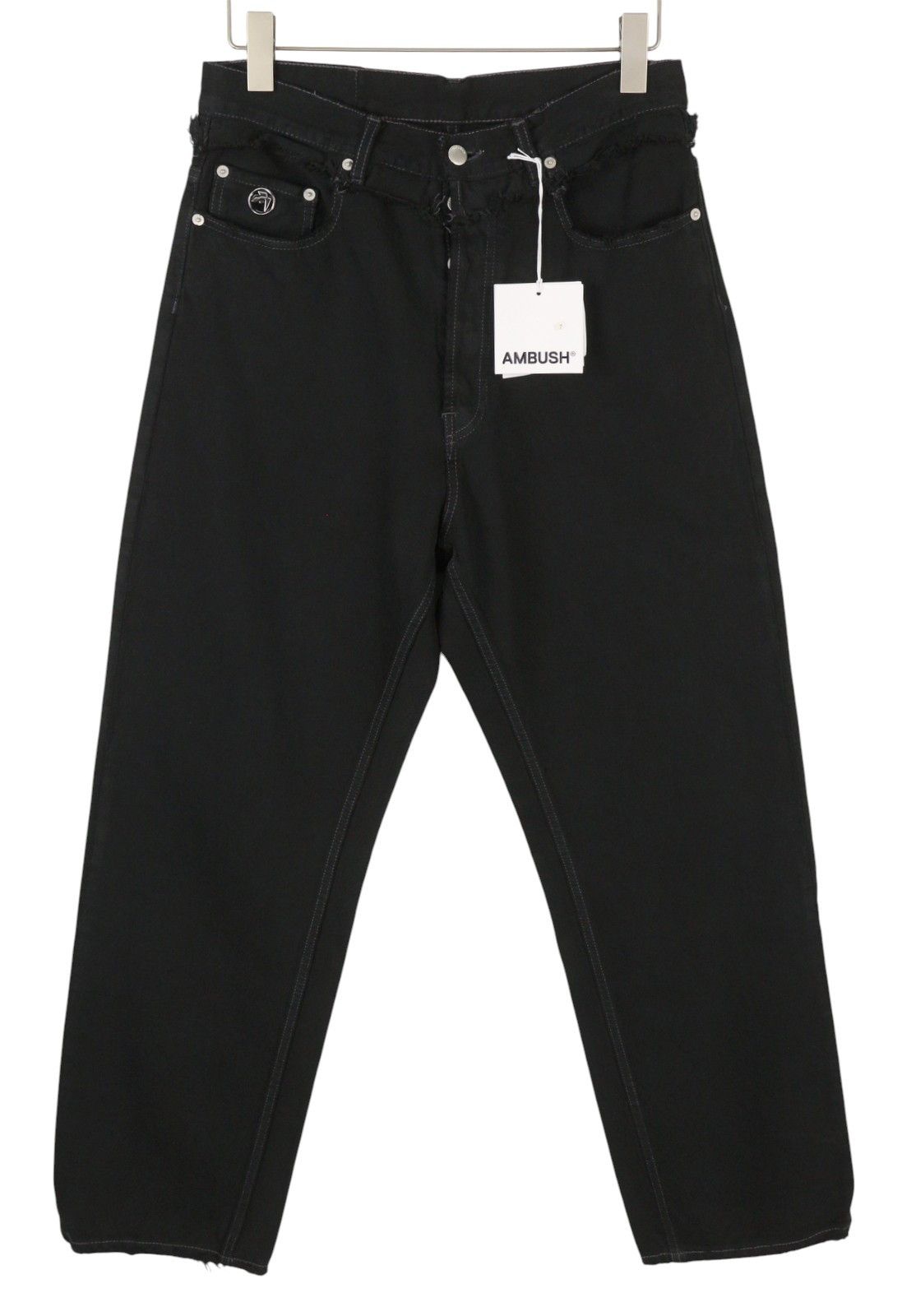 Ambush Design WAIST DETAIL W31 Black Distress Button Jeans 86797 Size US 31 - 2 Thumbnail