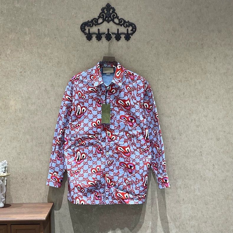 Gucci Gucci New love graffiti old flower full print shirt 2505-Ne Size US S / EU 44-46 / 1 - 1 Thumbnail