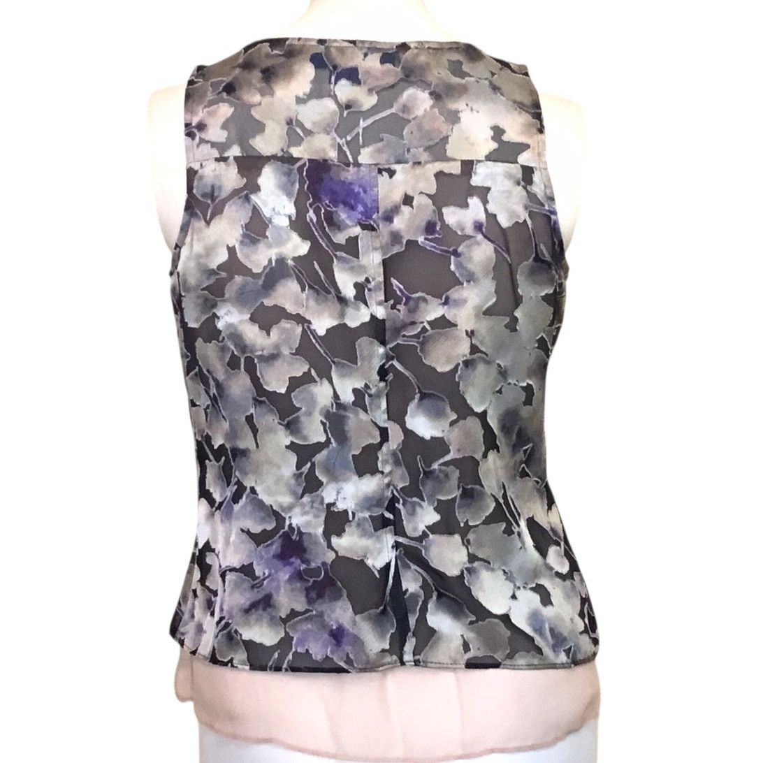 Vera Wang Vera Simply Vera Wang Top Black Tan Tiered Layer Floral PS Size S / US 4 / IT 40 - 3 Thumbnail