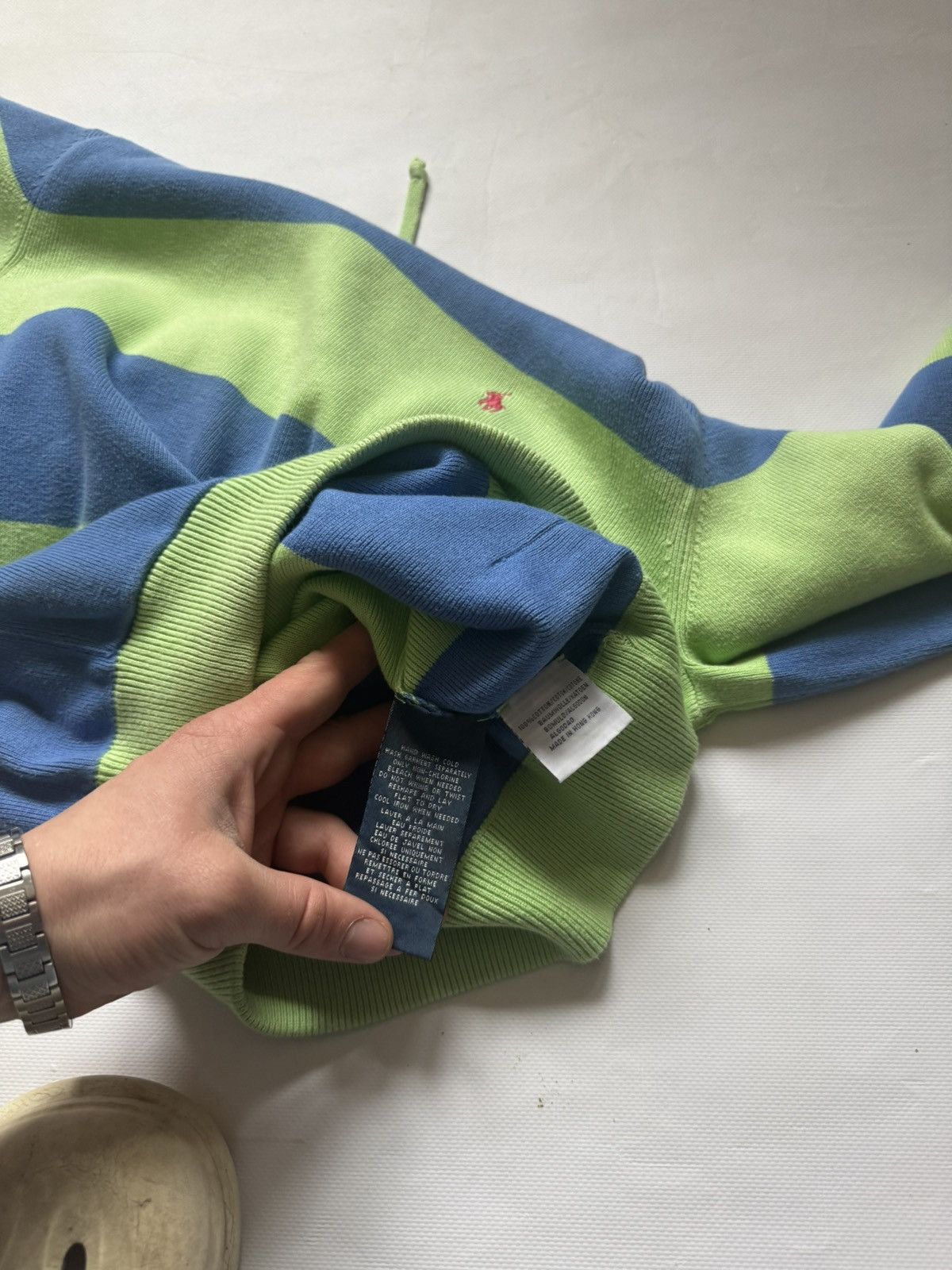 Polo Ralph Lauren Polo Ralph Lauren Green Striped Hoodie Vintage Streetwear Size US M / EU 48-50 / 2 - 6 Thumbnail