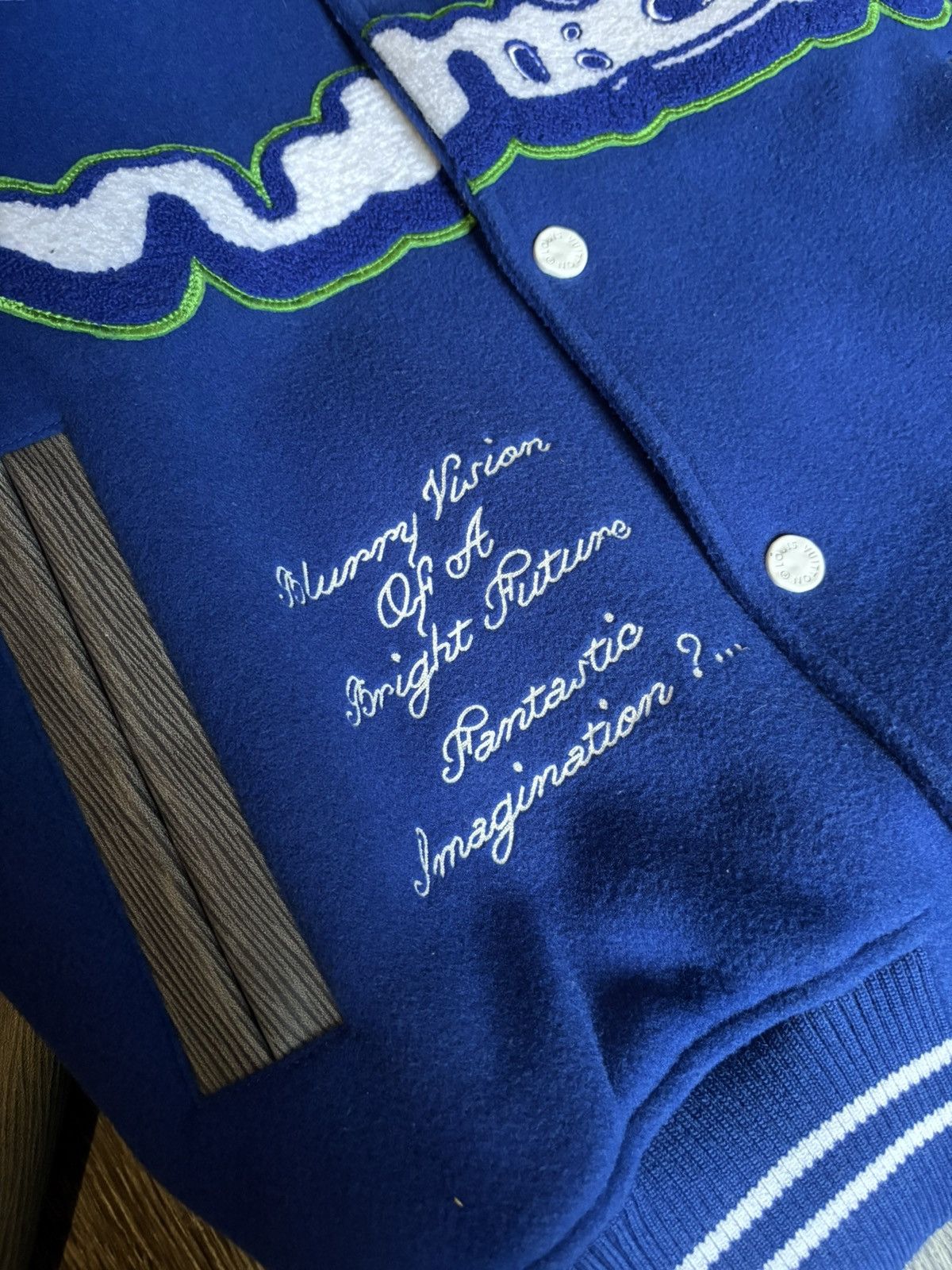Louis Vuitton Louis Vuitton Embroidered Varsity Jacket Blue Grey Green Size US M / EU 48-50 / 2 - 13 Thumbnail