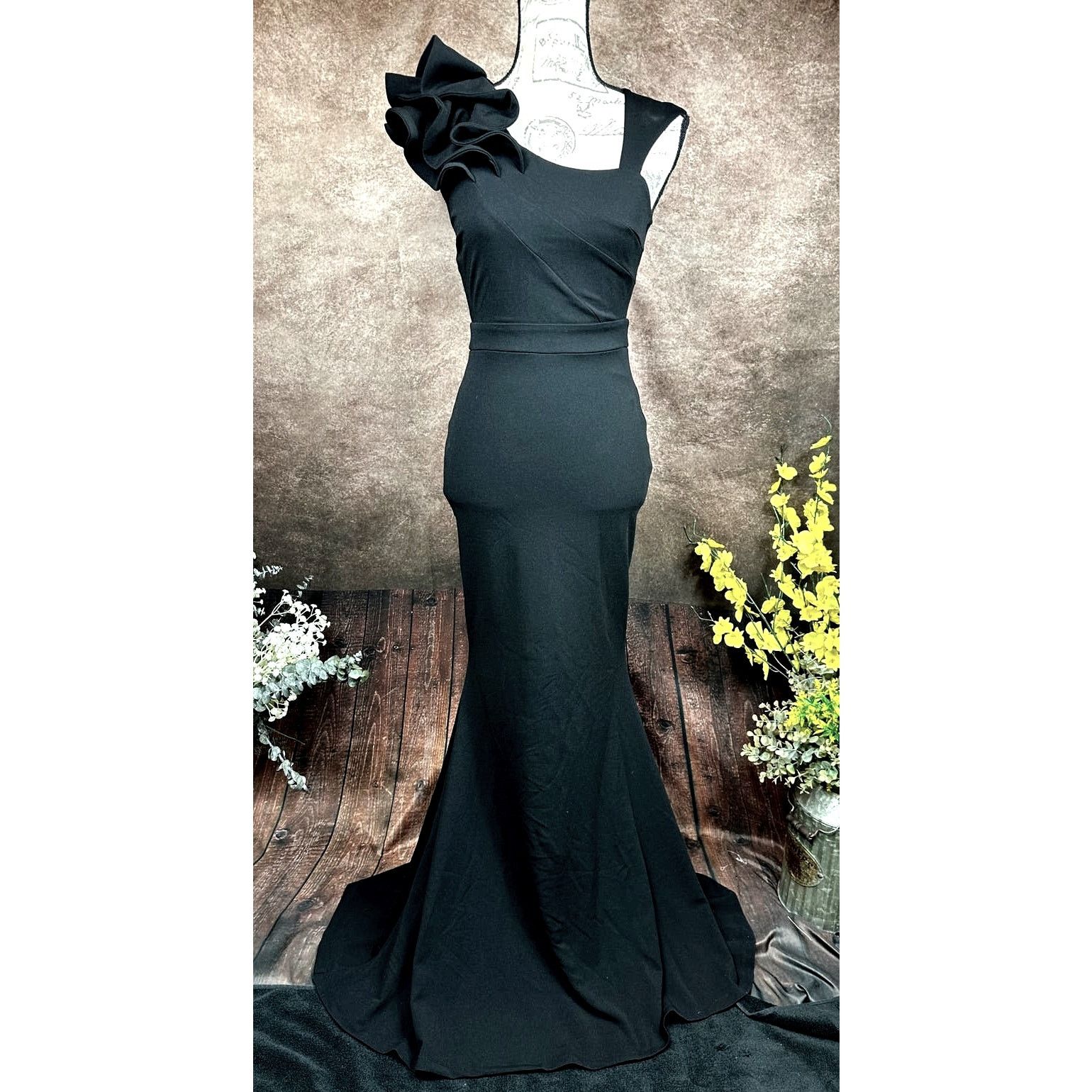 Other LuLu's Lucette Black Sleeveless Ruffled Mermaid Gown XS Size XS / US 0-2 / IT 36-38 - 3 Thumbnail