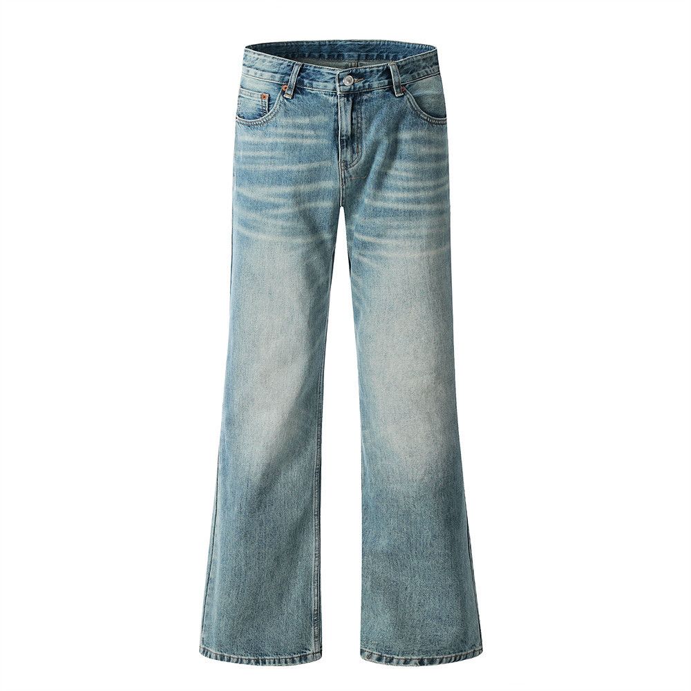 American distressed washed hiphop tie-dyed flared jeans