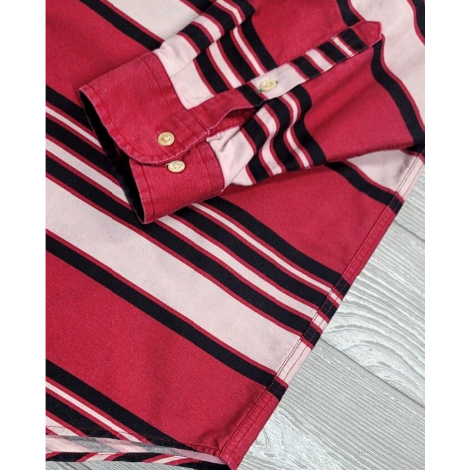 Tommy Hilfiger VINTAGE Tommy Hilfiger Shirt Men L Red Black Stripe Button-Up Collared Long Sleeve Denim Canvas 90s Logo Size US L / EU 52-54 / 3 - 6 Thumbnail