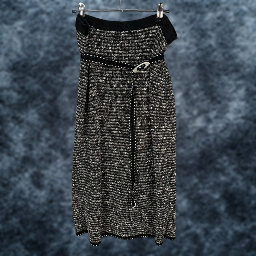 Vintage Rena Lange Skirt Womens 42 Black Tweed Wool Midi A-Line Made In Italy - Vintage / Adult Womens 42 - Black - 90s? Size 28" / US 6 / IT 42 - 1 Thumbnail