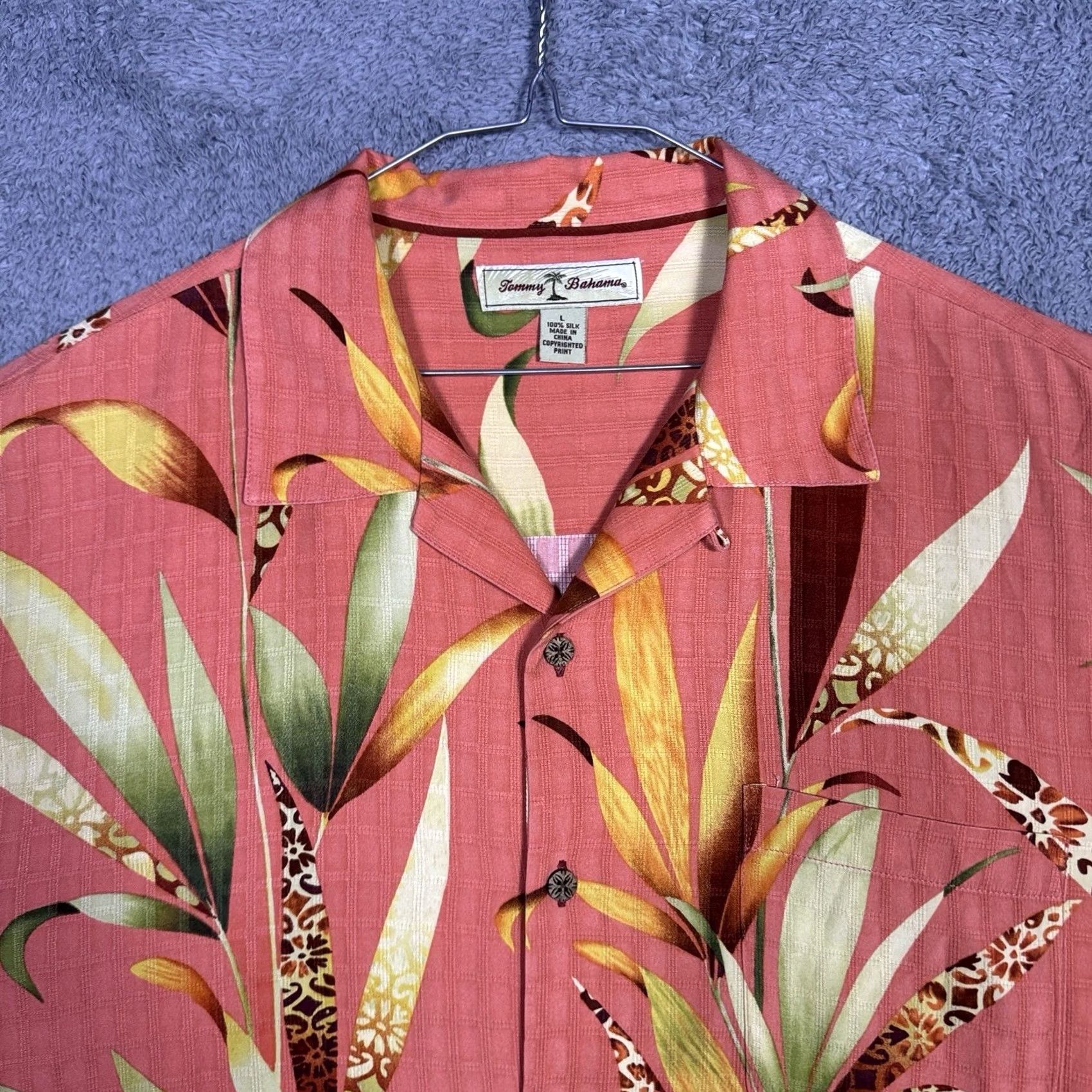 Tommy Bahama Tommy Bahama Shirt Mens L Pink Floral 100% Silk Button Up Camp Collar Windowpane Size US L / EU 52-54 / 3 - 2 Thumbnail