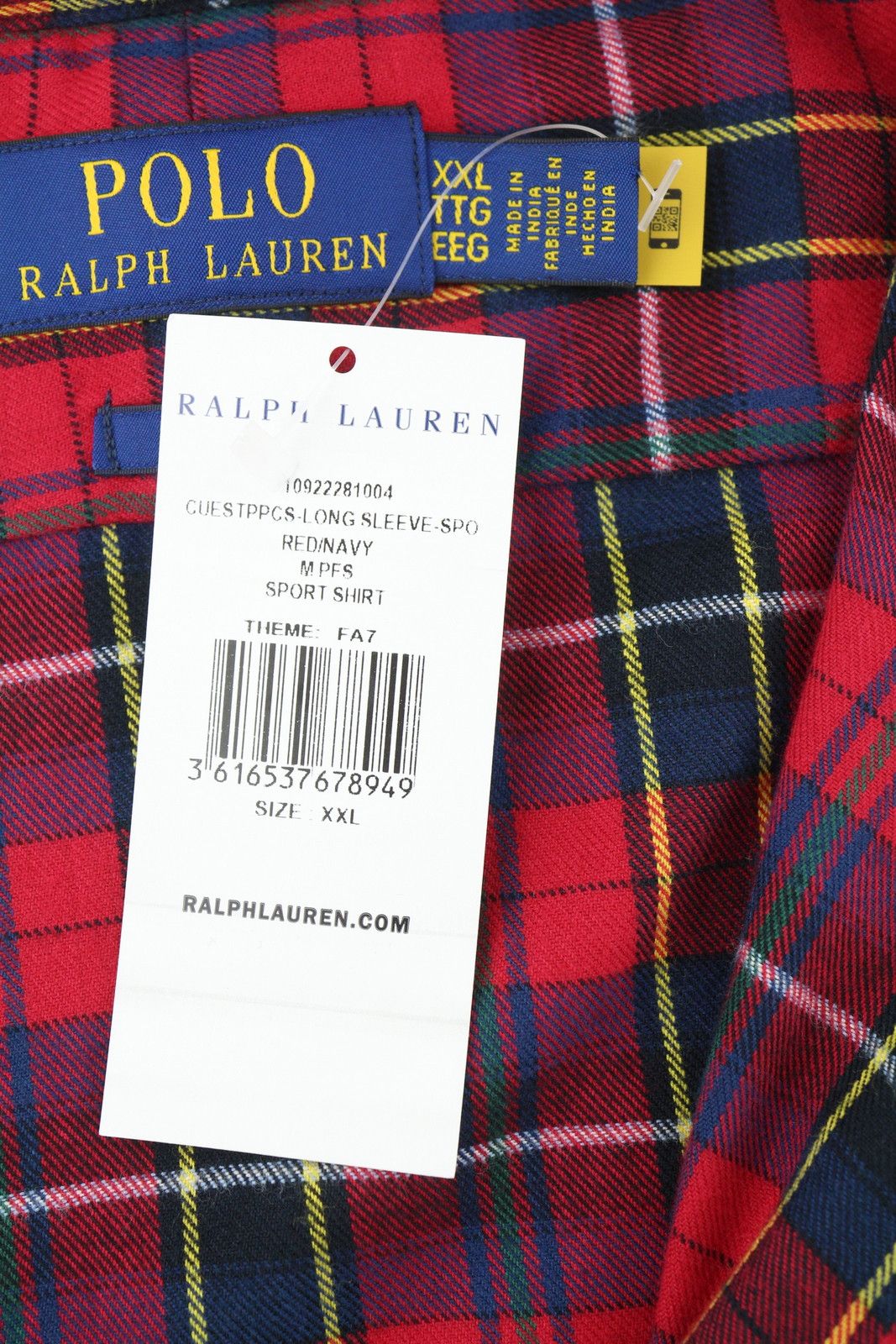 Ralph Lauren 2XL Red Plaid Flannel Custom Fit Button-Up Logo Shirt 87032 Size US XXL / EU 58 / 5 - 6 Thumbnail