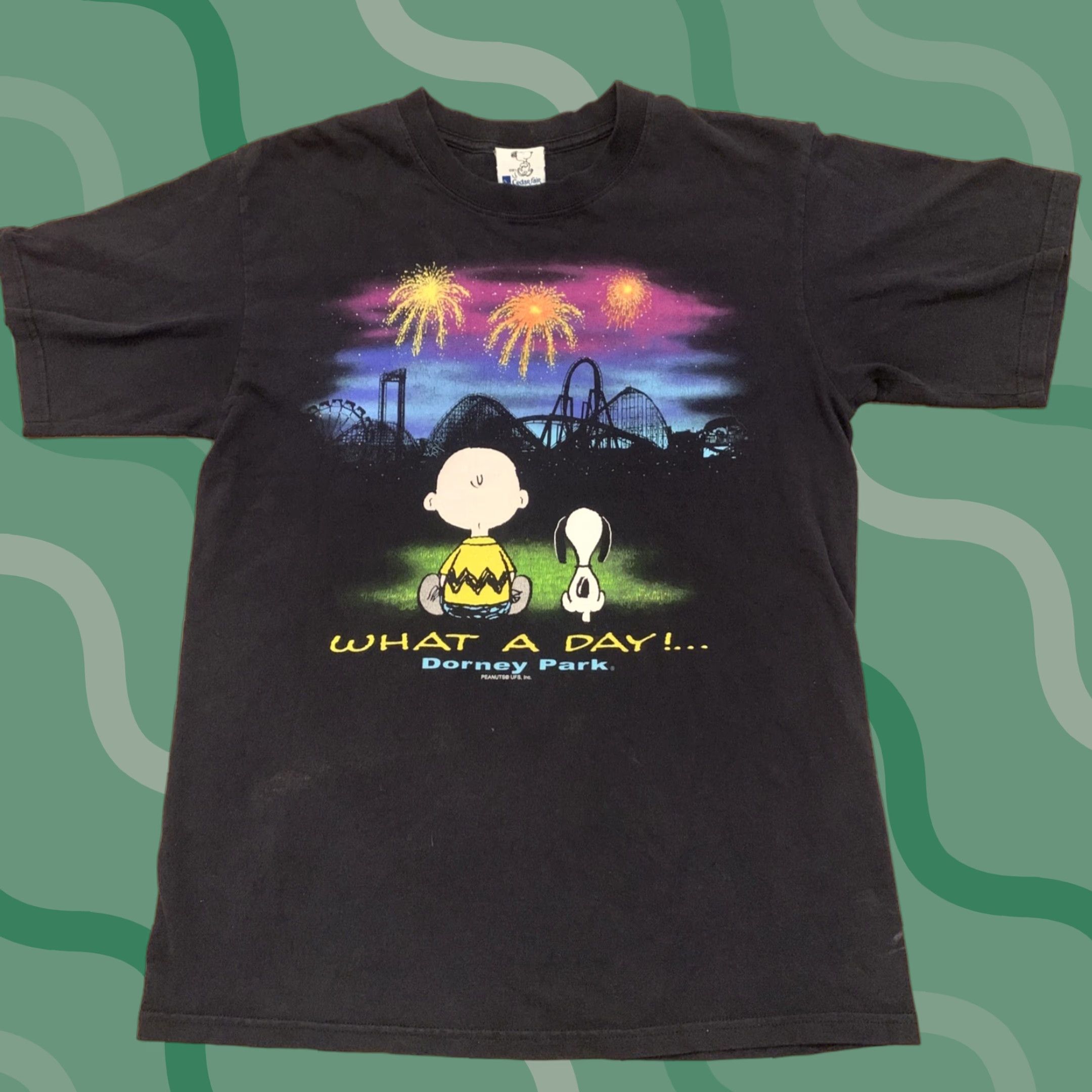 Vintage VINTAGE M & M Peanuts Snoopy T-Shirt Adult Medium Black Dorney Amusement Park Mens Size US M / EU 48-50 / 2 - 1 Thumbnail