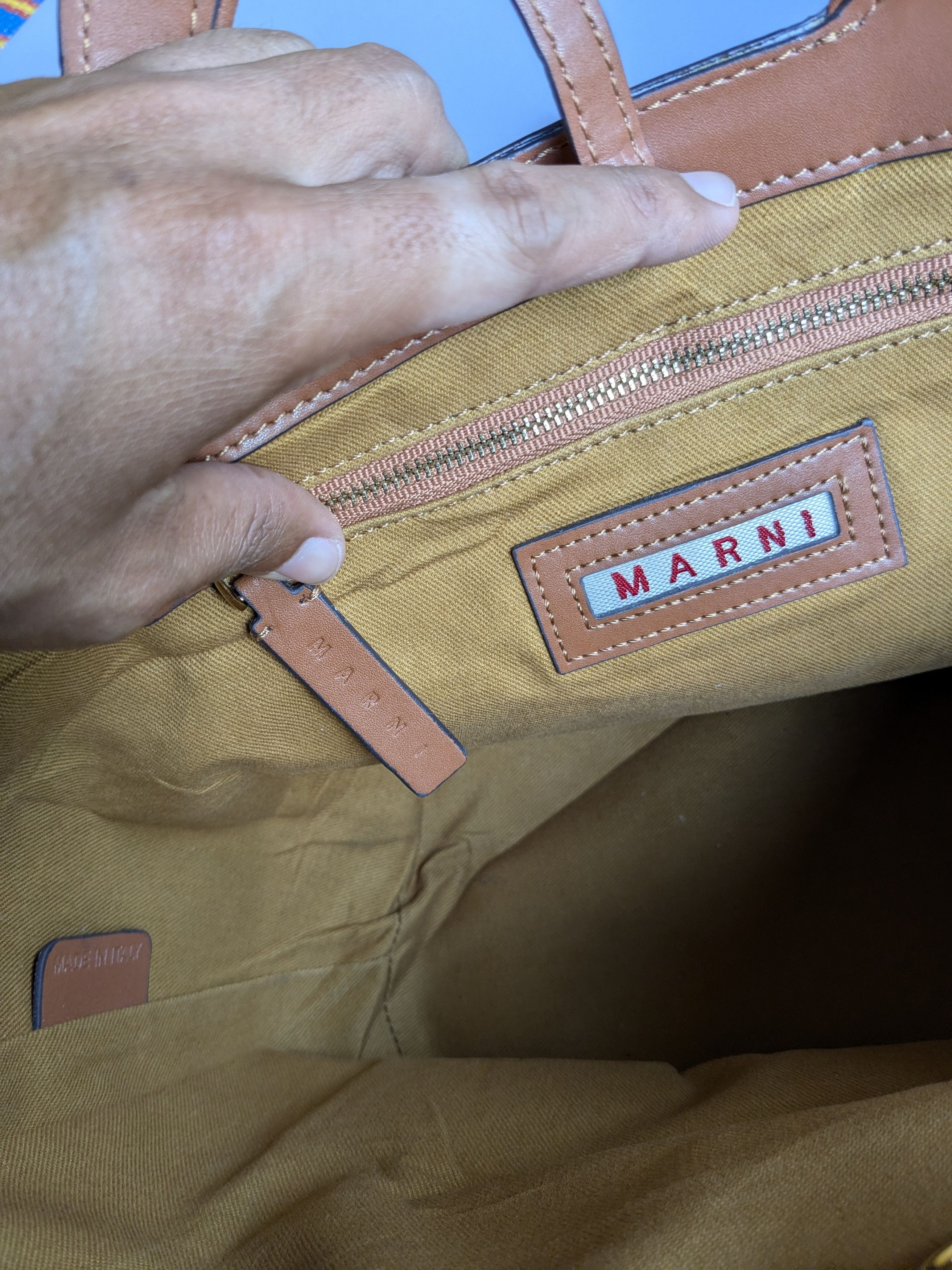 Marni Marni Tropicalia brown leather raffia effect fabric bag Size ONE SIZE - 10 Thumbnail