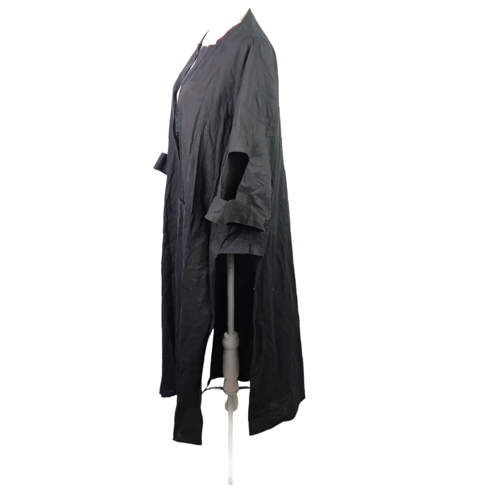 Layer 8 Elham Mahtabi Black Cotton Kimono Duster Jacket Women's Long Jacket Bohemian Casual Layering L Size L / US 10 / IT 46 - 3 Thumbnail