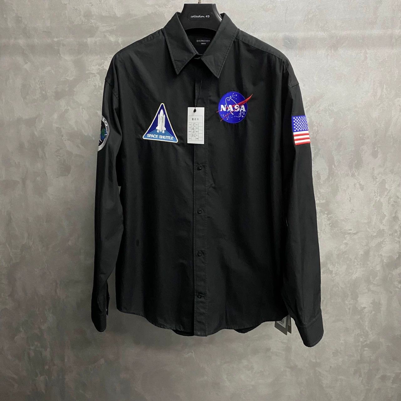 Balenciaga Balenciaga Black NASA Embroidery Long Sleeve Shirt Size US M / EU 48-50 / 2 - 1 Thumbnail
