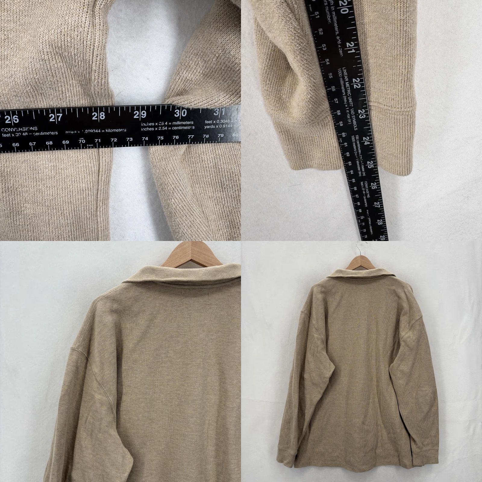 Polo Ralph Lauren VINTAGE Polo Ralph Lauren Sweater Mens 2XLT Beige Cotton 1/4 Zip Mock Neck Pullover Size US XXL / EU 58 / 5 - 8 Thumbnail