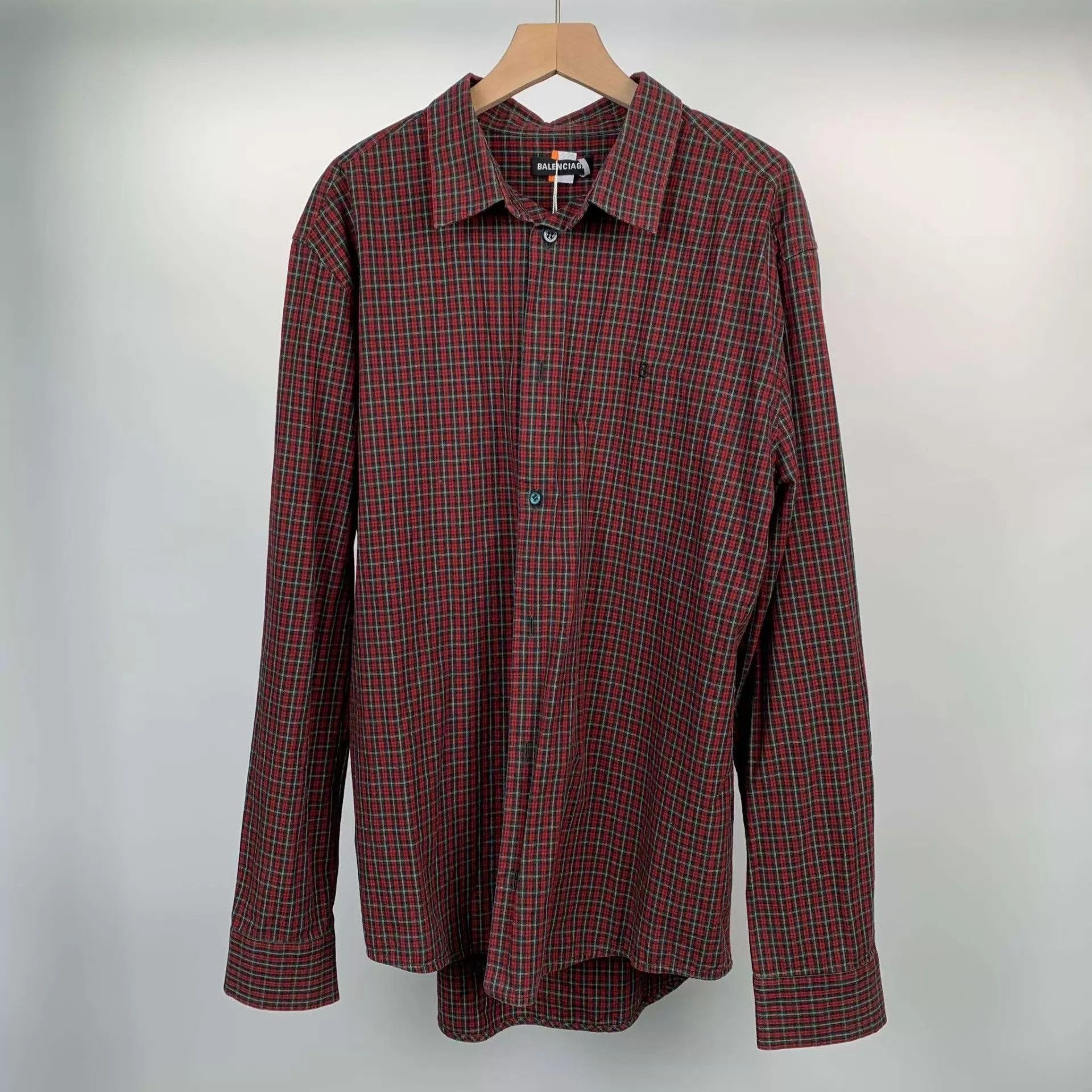 Balenciaga Balenciaga Check Shirt B Logo Red & Green 41 Size US L / EU 52-54 / 3 - 1 Thumbnail