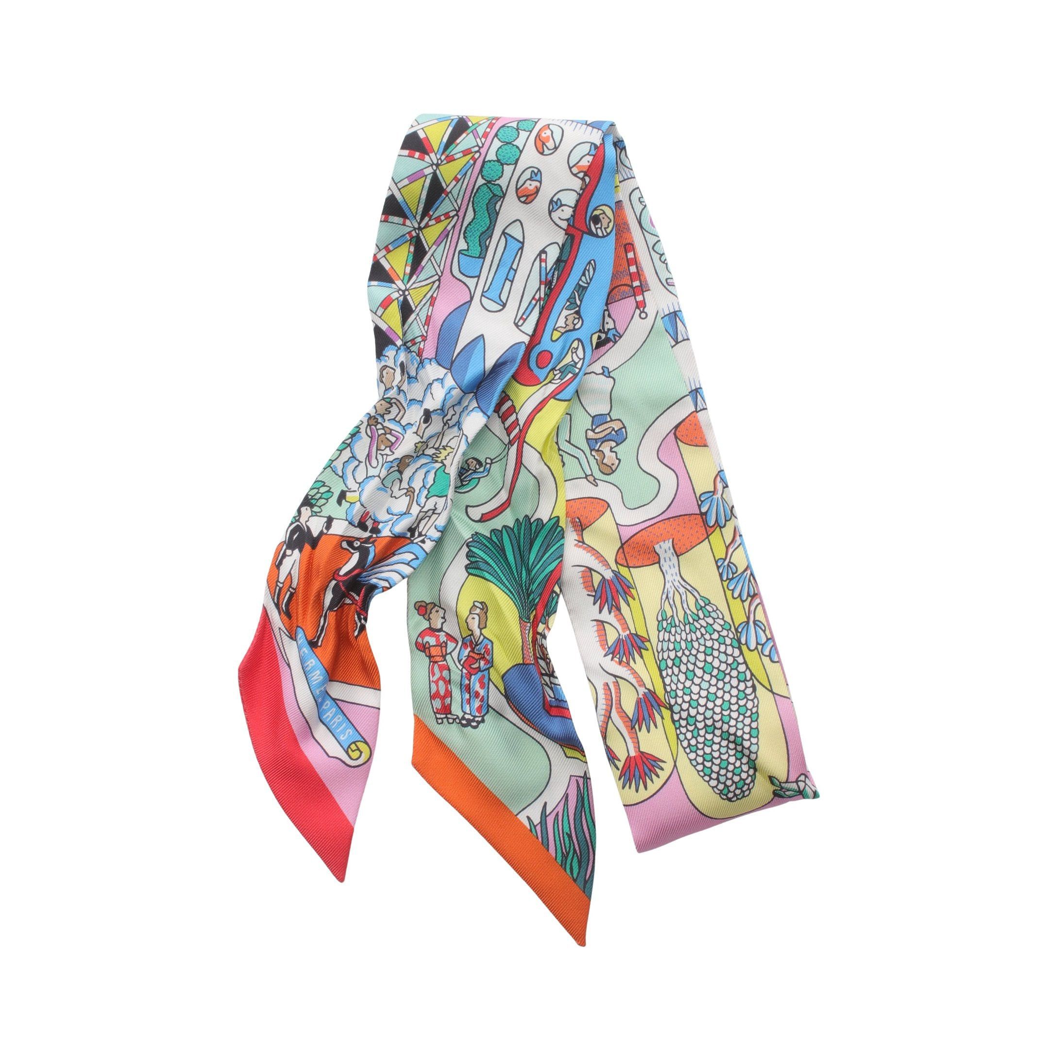 Hermes Hermes Twilly Exposition Universell Ribbon Scarf Silk Multicolor Size ONE SIZE - 1 Thumbnail