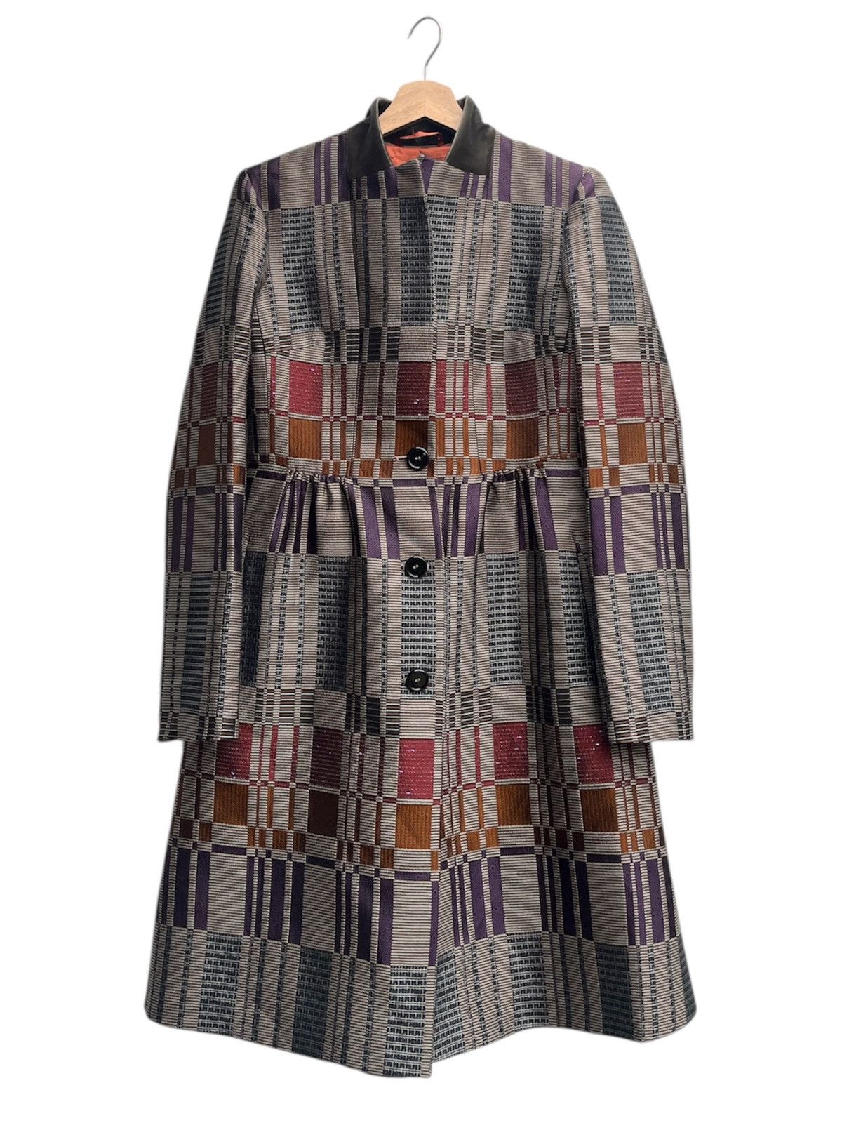 Etro Etro Milano Geometric Pattern Wool Jacquard Coat Size S / US 4 / IT 40 - 1 Thumbnail