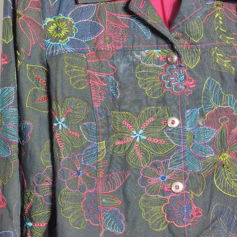 Other Wearit Black sz 3 Floral Embroidered Jacket Size S / US 4 / IT 40 - 2 Thumbnail