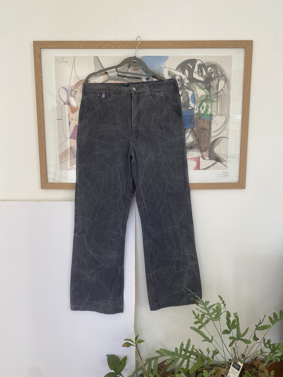 image of Acne Studios Gray Pigment-Dyed Canvas Trousers in Grey, Men's (Size 30)
