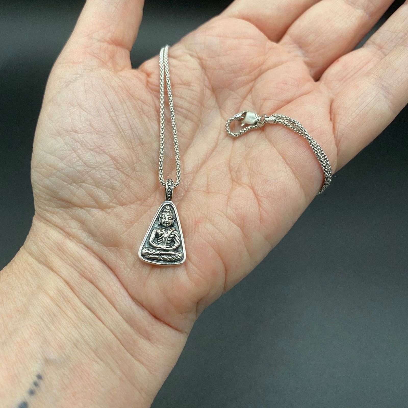 The Unbranded Brand Sterling Silver Buddha Necklace Popcorn Chain Size ONE SIZE - 2 Thumbnail