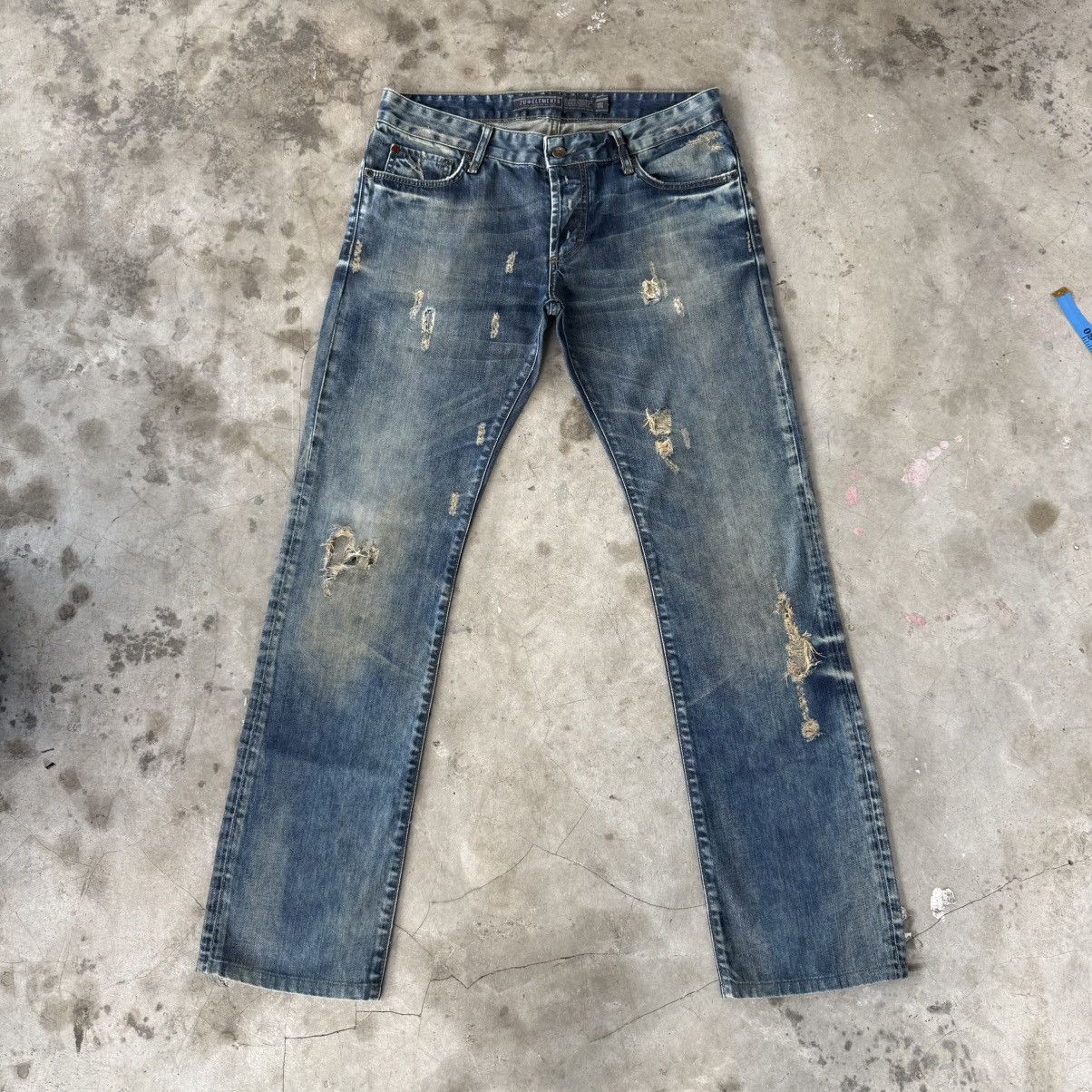Japanese Brand W34x30.5 Vintage ZuElement Faded Rusty Ripped Denim Jean Size US 34 / EU 50 - 2 Thumbnail