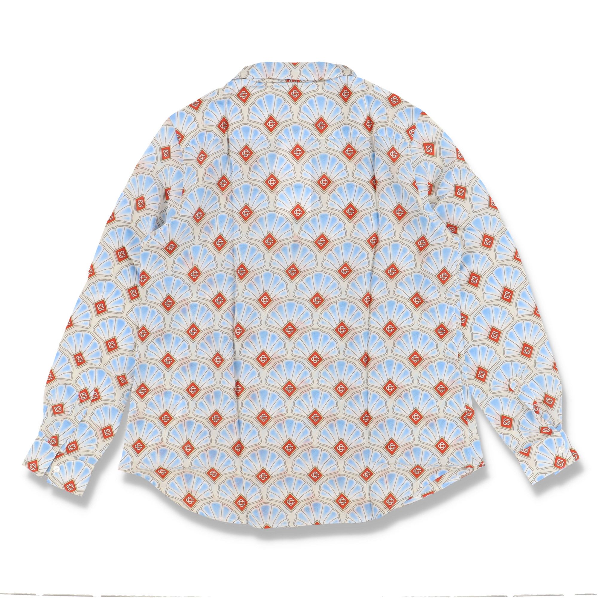 Casablanca Blue Shell Logo Crepe De Chine Pussy Bow Blouse Size L / US 10 / IT 46 - 8 Thumbnail