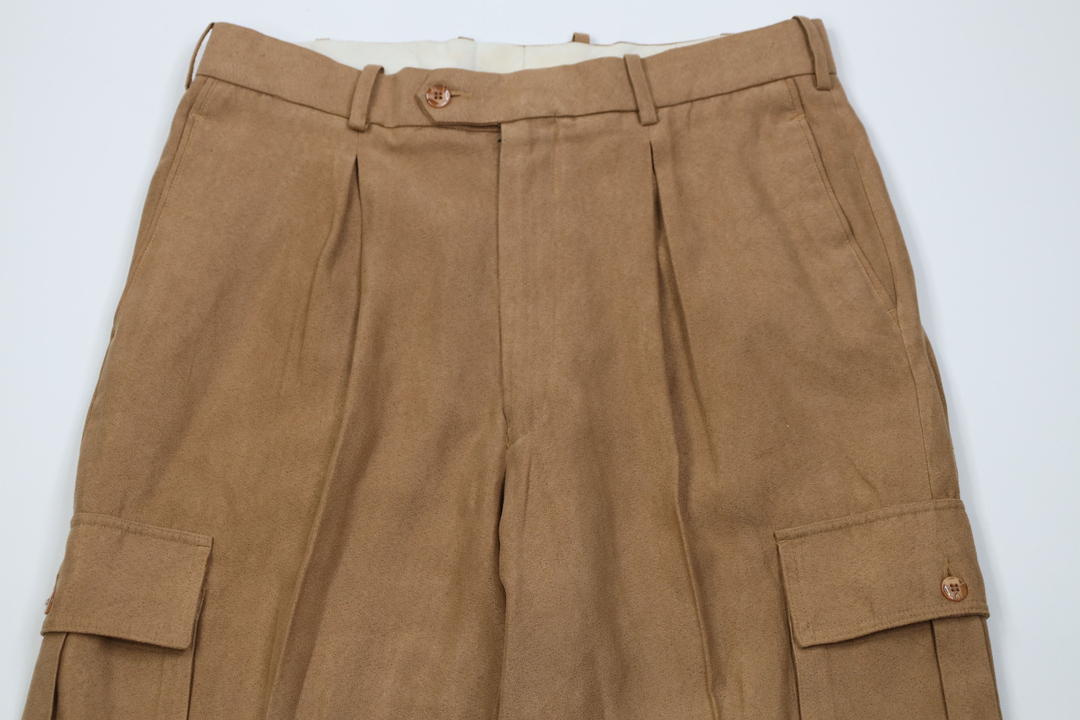 Vintage Vintage 90s Streetwear Microfiber Wide Leg Cargo Pants Brown Size US 32 / EU 48 - 2 Thumbnail