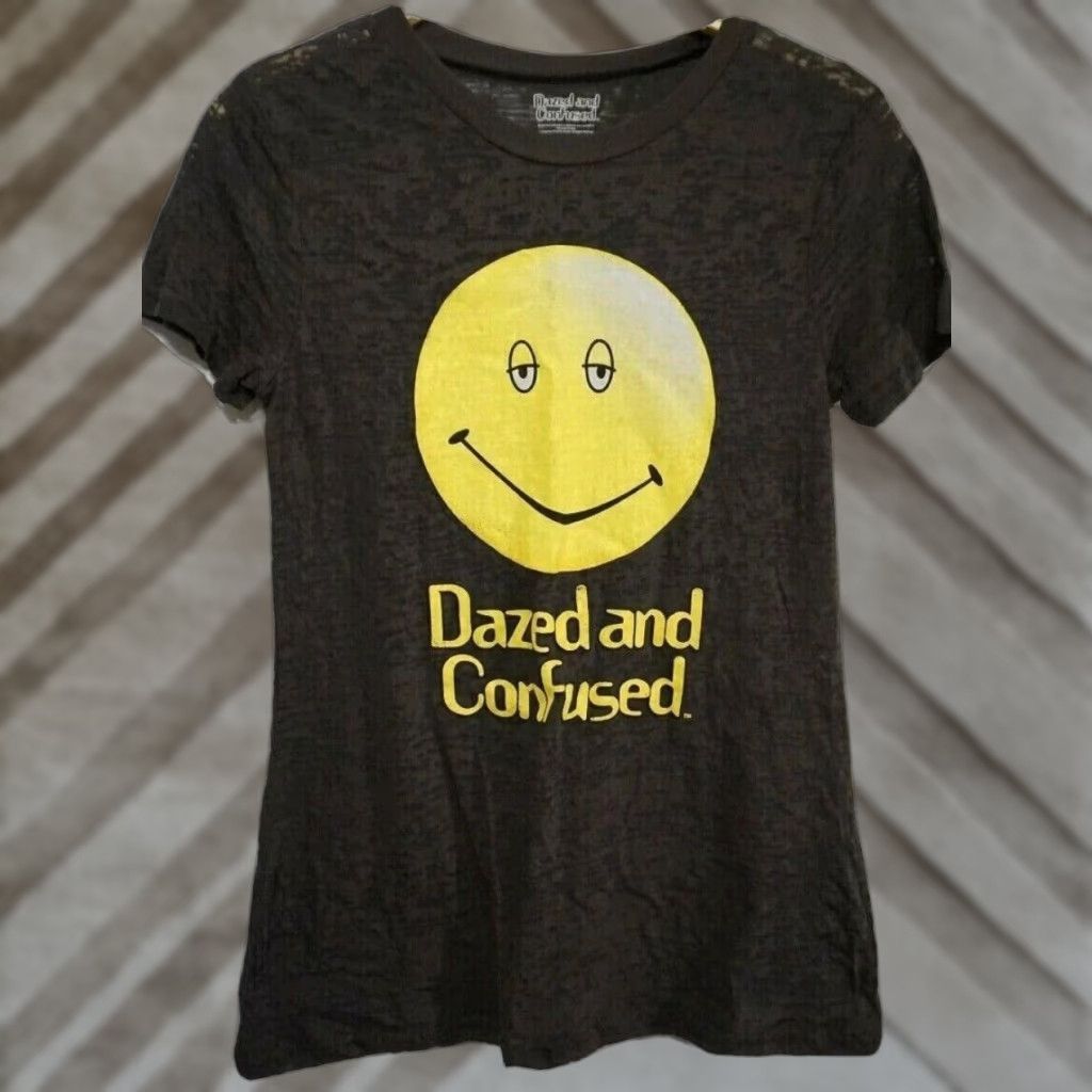 Vintage VINTAGE DAZED AND CONFUSED Shirt Women XS Black Semi-Sheer Graphic Happy Face Crew Neck Short Sleeve Size XS / US 0-2 / IT 36-38 - 1 Thumbnail