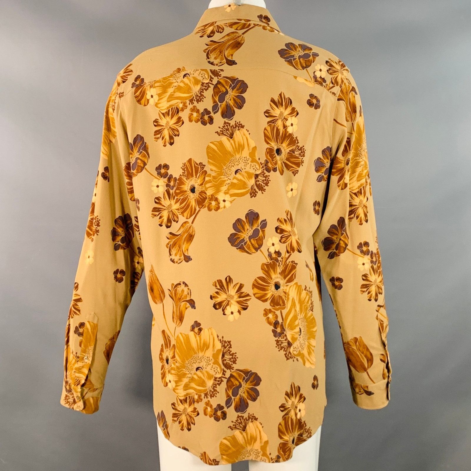 AMI Brown Tan Floral One Pocket Oversized Long Sleeve Shirt Size US M / EU 48-50 / 2 - 3 Thumbnail