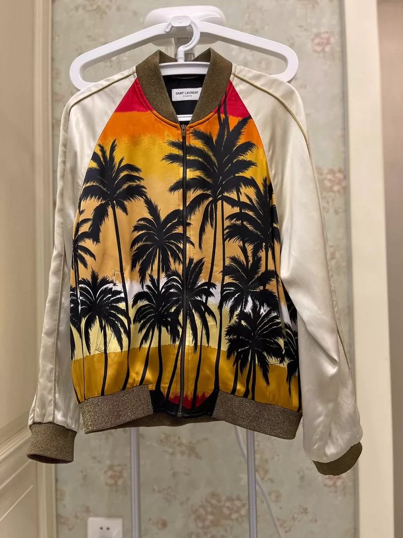 Saint Laurent Paris Saint Laurent Silk Palm Tree Jacket Size 50