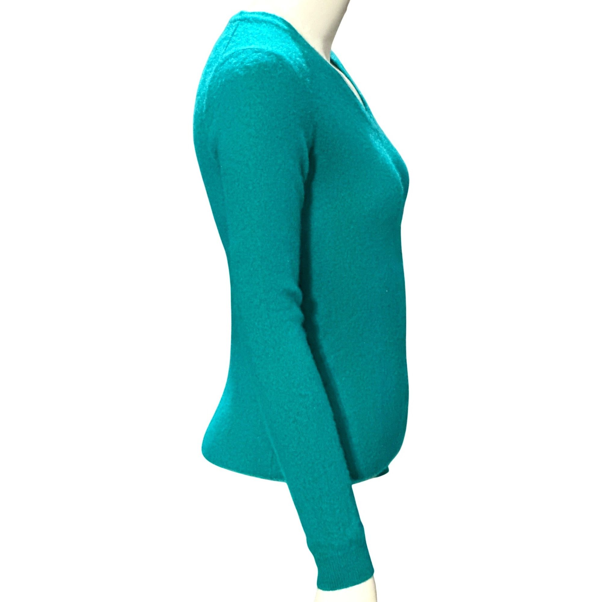 Uniqlo CCC Uniqlo Cashmere Teal V Neck Long Sleeve Sweater Ribbed C Size XS / US 0-2 / IT 36-38 - 4 Thumbnail