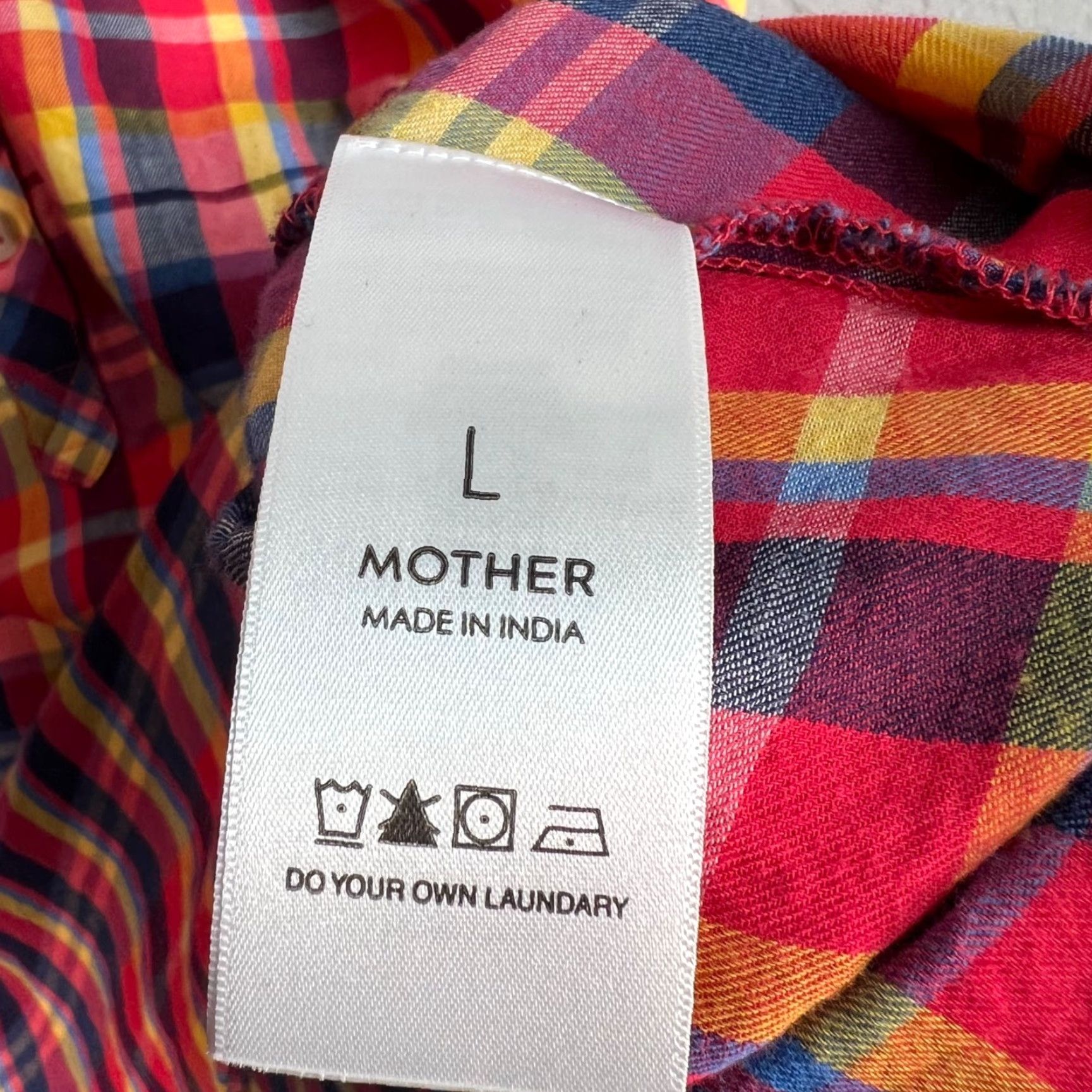 MOTHER MOTHER Women's Plaid Blouse Large Red Long Sleeve Cotton Button Pullover Casual Size L / US 10 / IT 46 - 4 Thumbnail