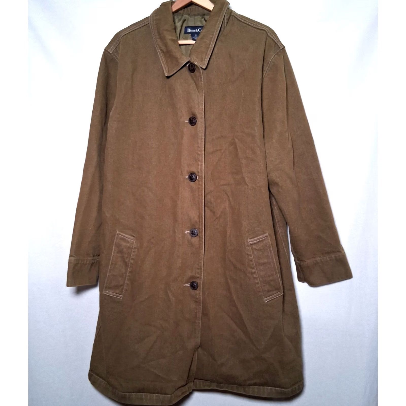 Denim & Co. VINTAGE Denim & Co Trench Coat Jacket Women Plus 1X Army Green Utility Denim Coat Jacket Army Grunge 90s Mens Womens Size XL / US 12-14 / IT 48-50 - 2 Thumbnail