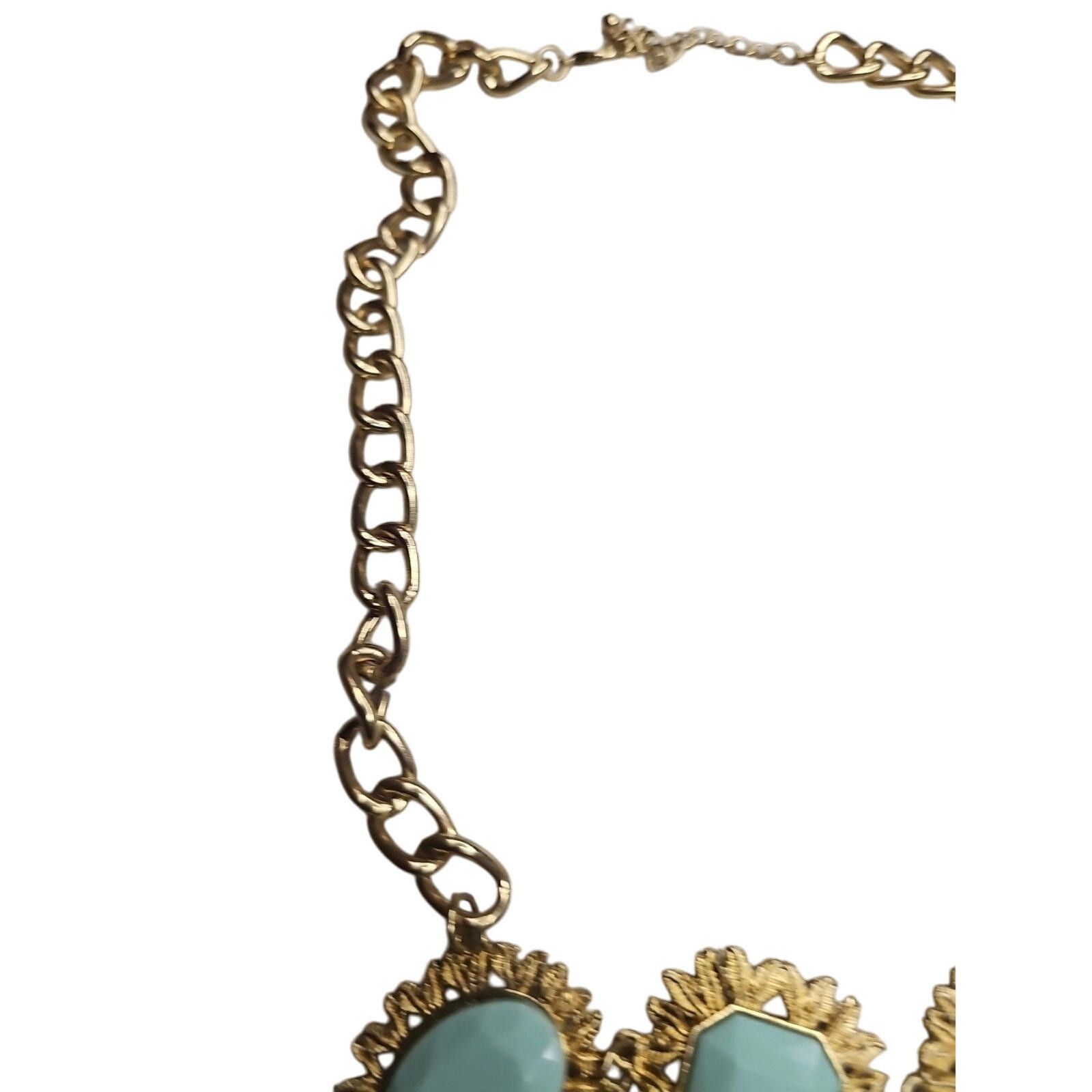 The Unbranded Brand Bib Necklace Pastel Mint Green Faceted Acrylic Stones Gold Size ONE SIZE - 7 Thumbnail