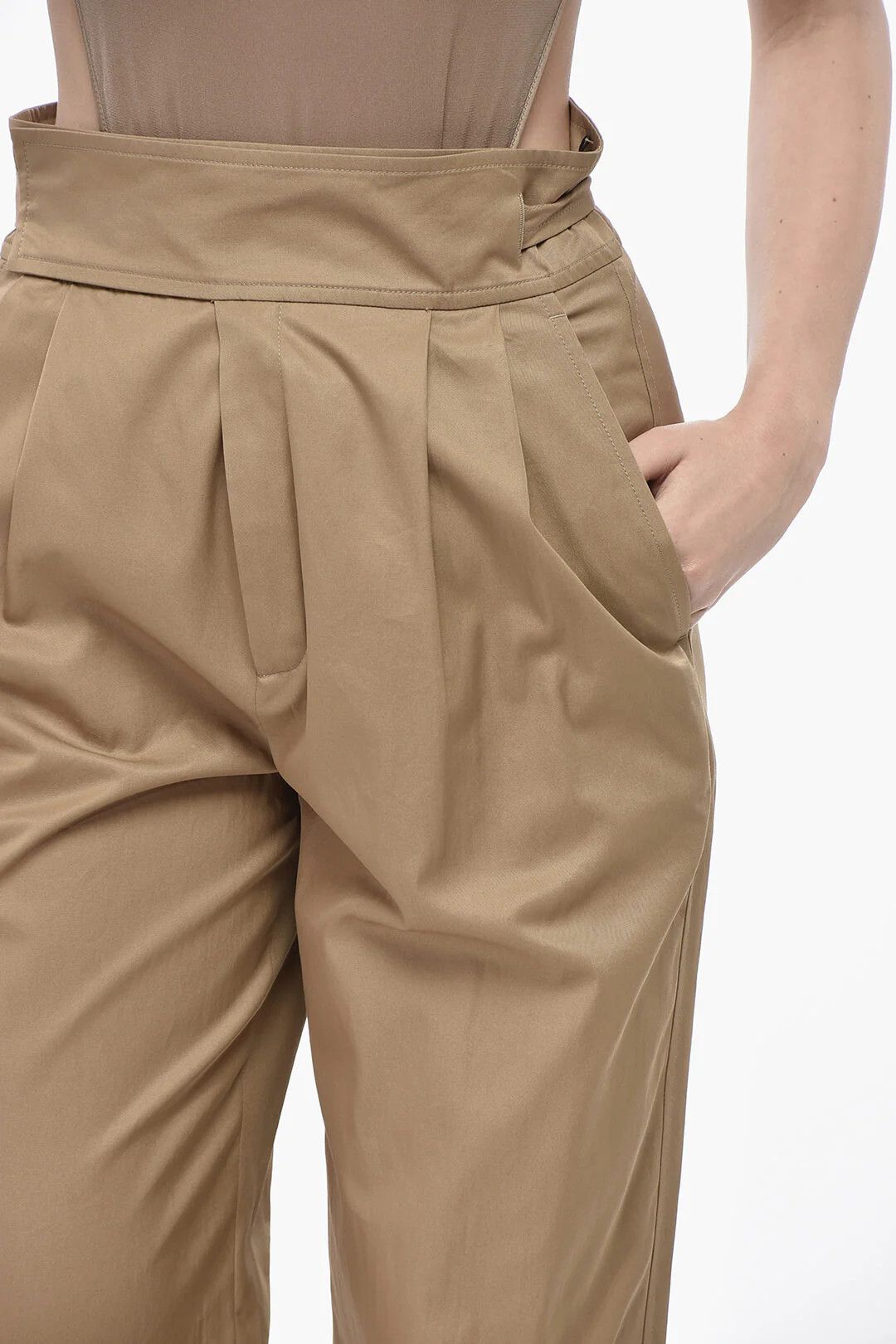 Saint Laurent Paris og1mm0326 Two-Pleat Cotton Pant in Beige Size 28" / US 6 / IT 42 - 3 Thumbnail